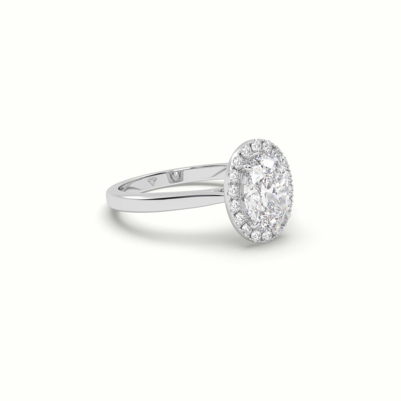 10K WHITE GOLD Oval Cut Diamond Halo Engagement Ring