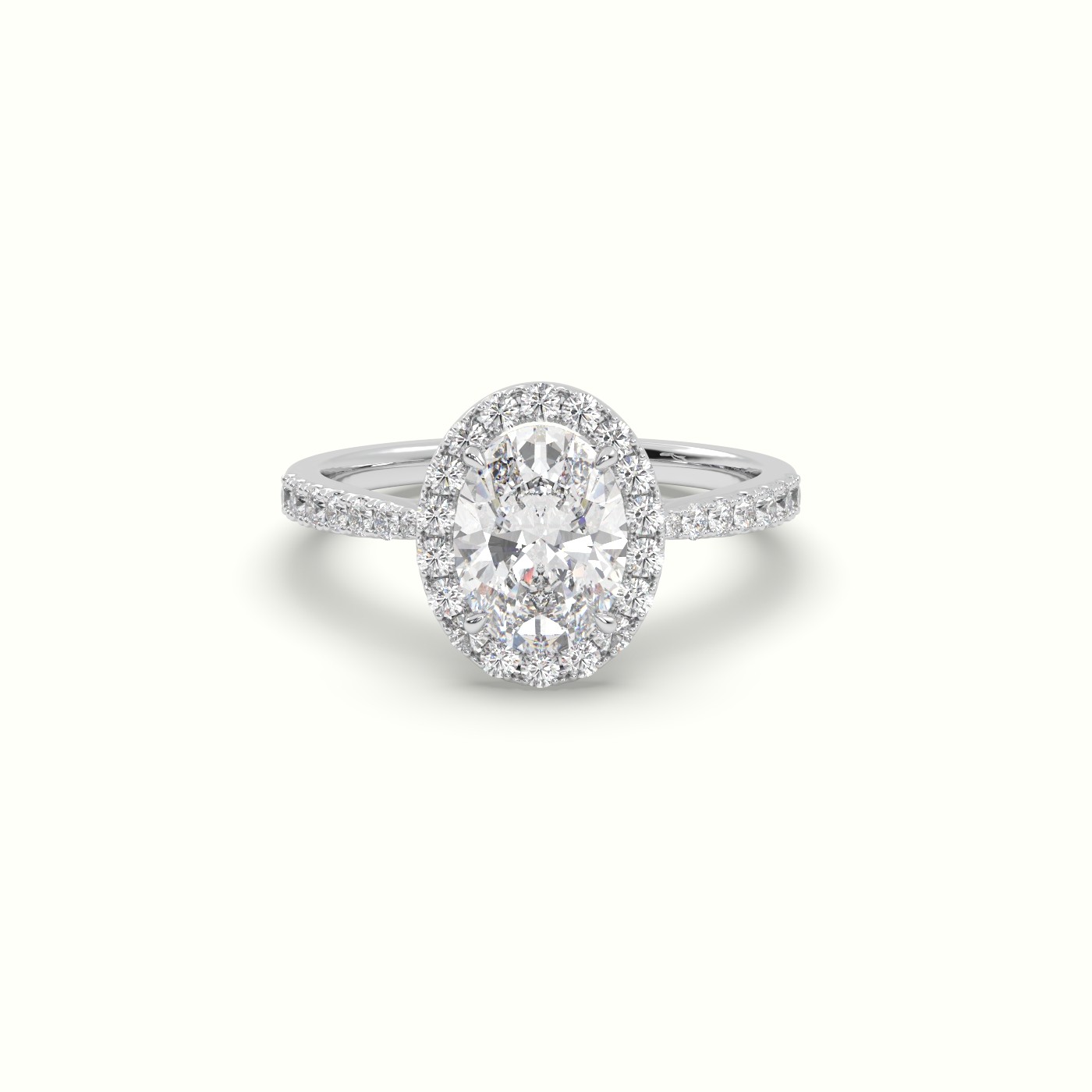 10K WHITE GOLD Oval Cut Diamond Halo Engagement Rings