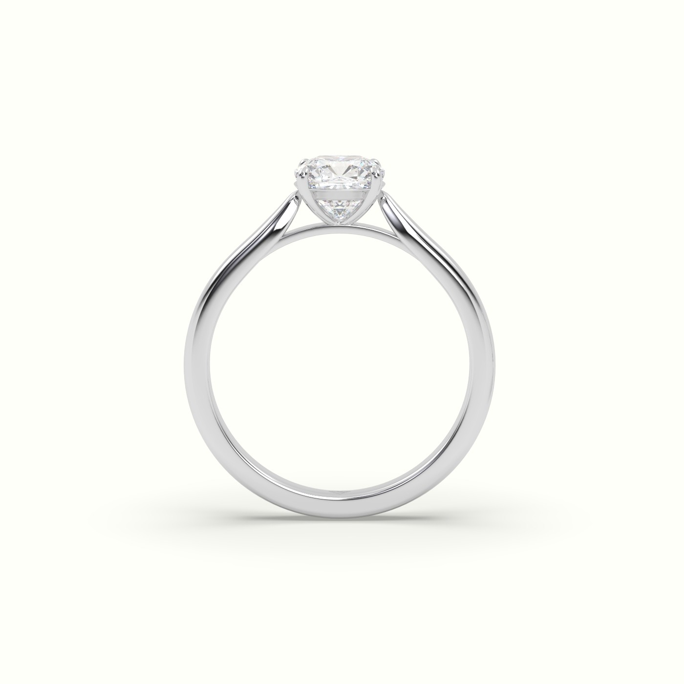 10K WHITE GOLD Cushion-Cut Solitaire Engagement Ring