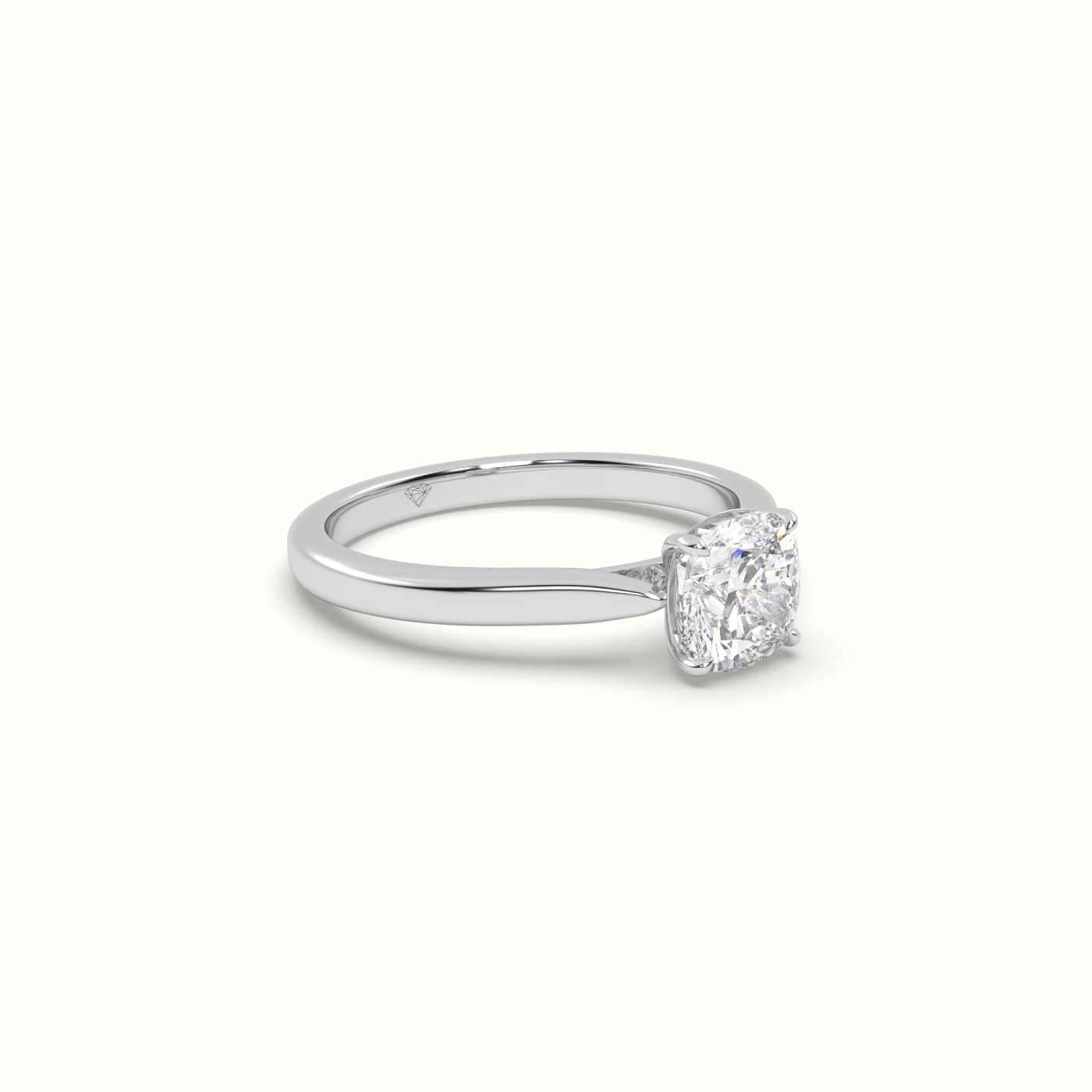 10K WHITE GOLD Cushion-Cut Solitaire Engagement Ring