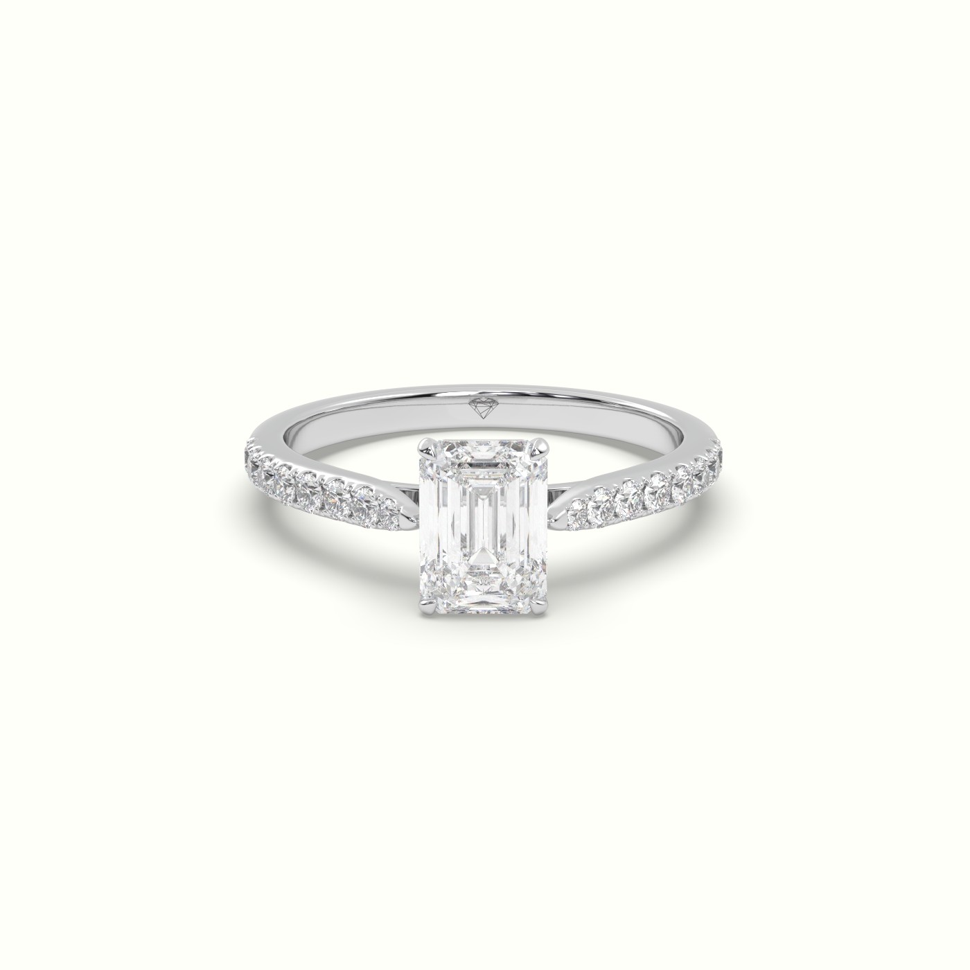 10K WHITE GOLD Single Emerald Diamond Engagement Ring