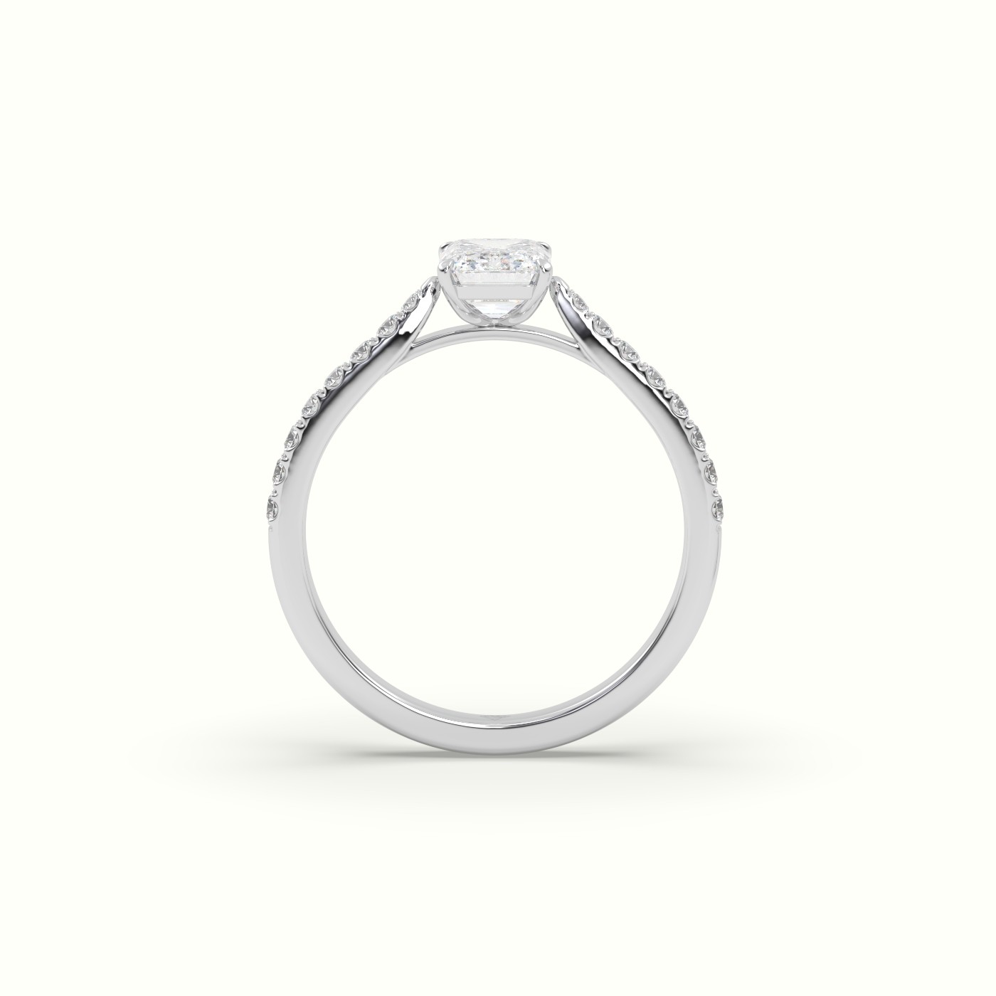 10K WHITE GOLD Single Emerald Diamond Engagement Ring