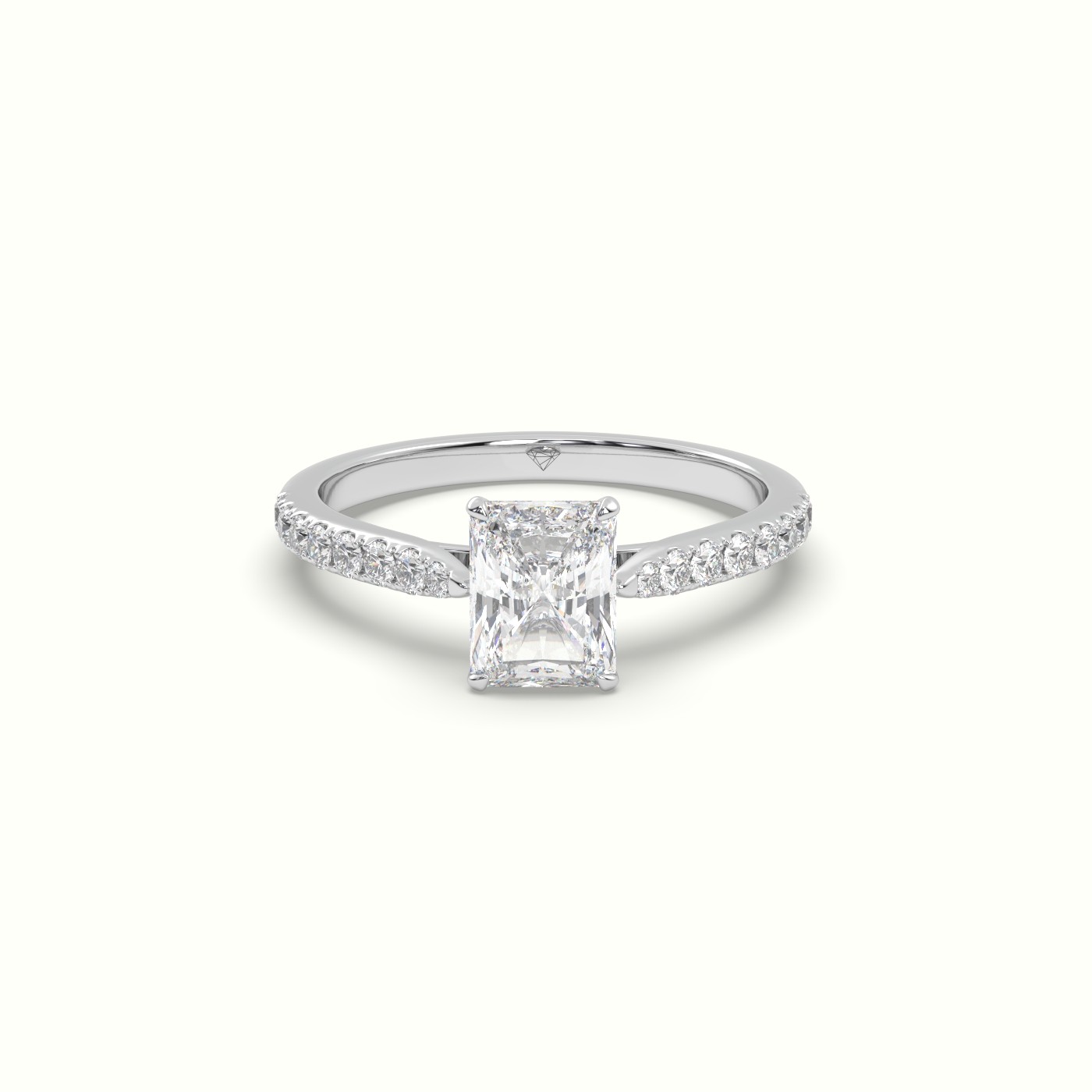 10K WHITE GOLD Radiant Cut Diamond Engagement Ring