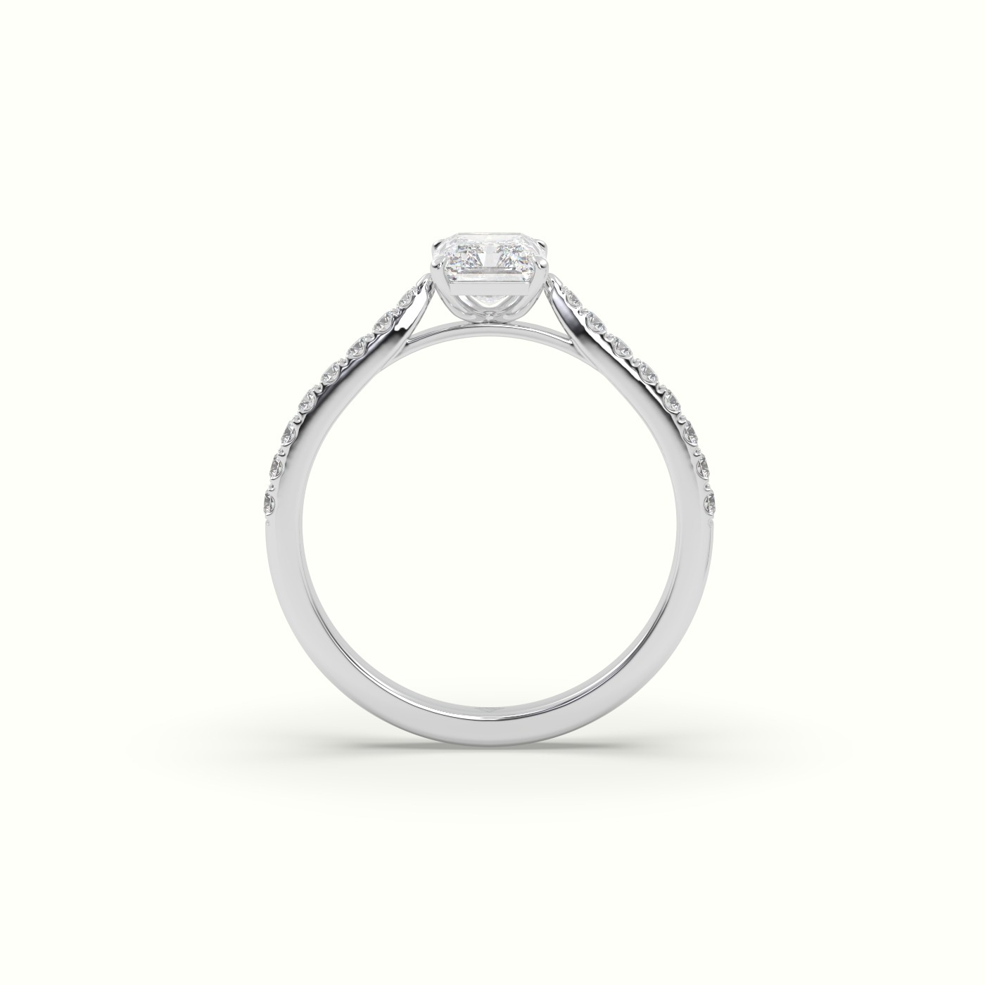 10K WHITE GOLD Radiant Cut Diamond Engagement Ring