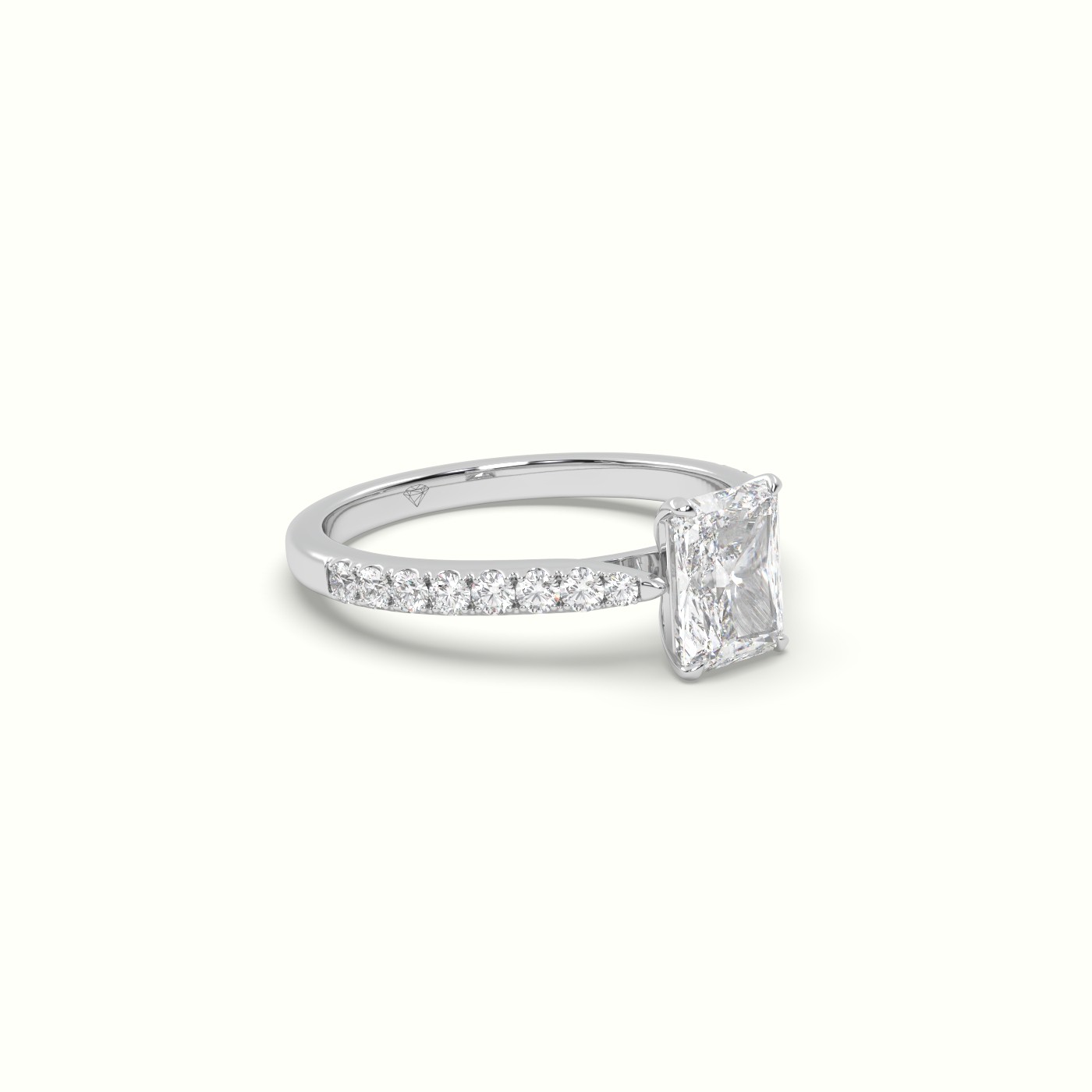 10K WHITE GOLD Radiant Cut Diamond Engagement Ring
