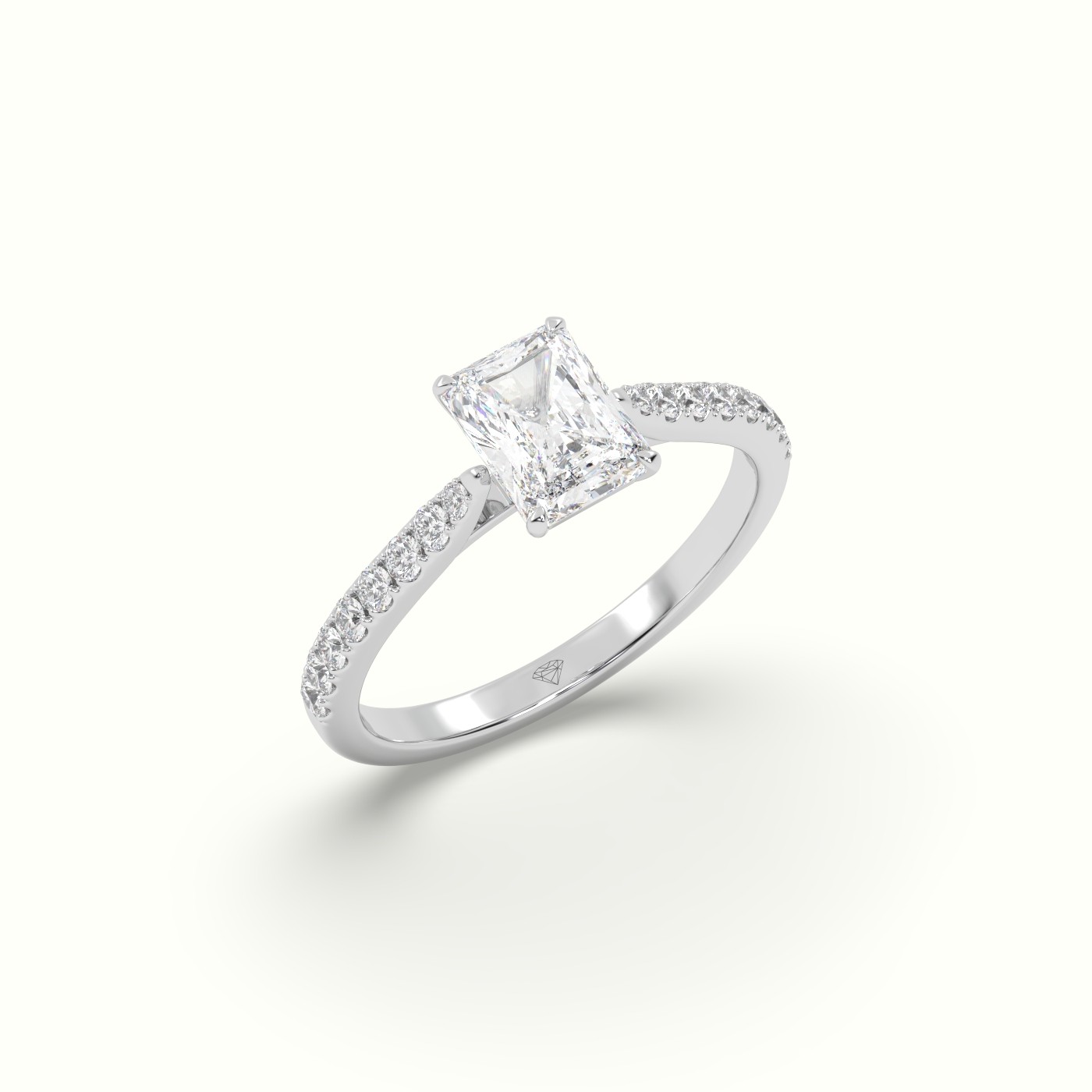 10K WHITE GOLD Radiant Cut Diamond Engagement Ring
