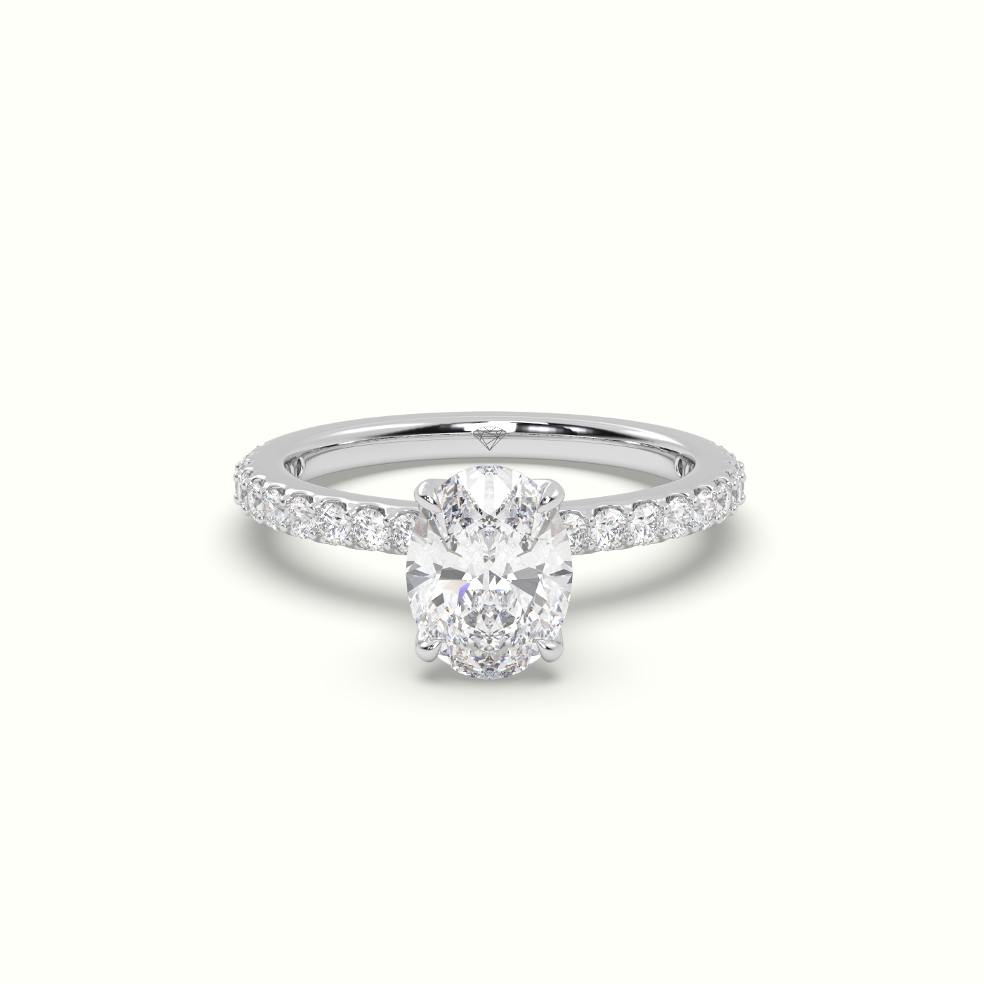 10K WHITE GOLD OVAL DIAMOND PAVE ENGAGEMENT RING