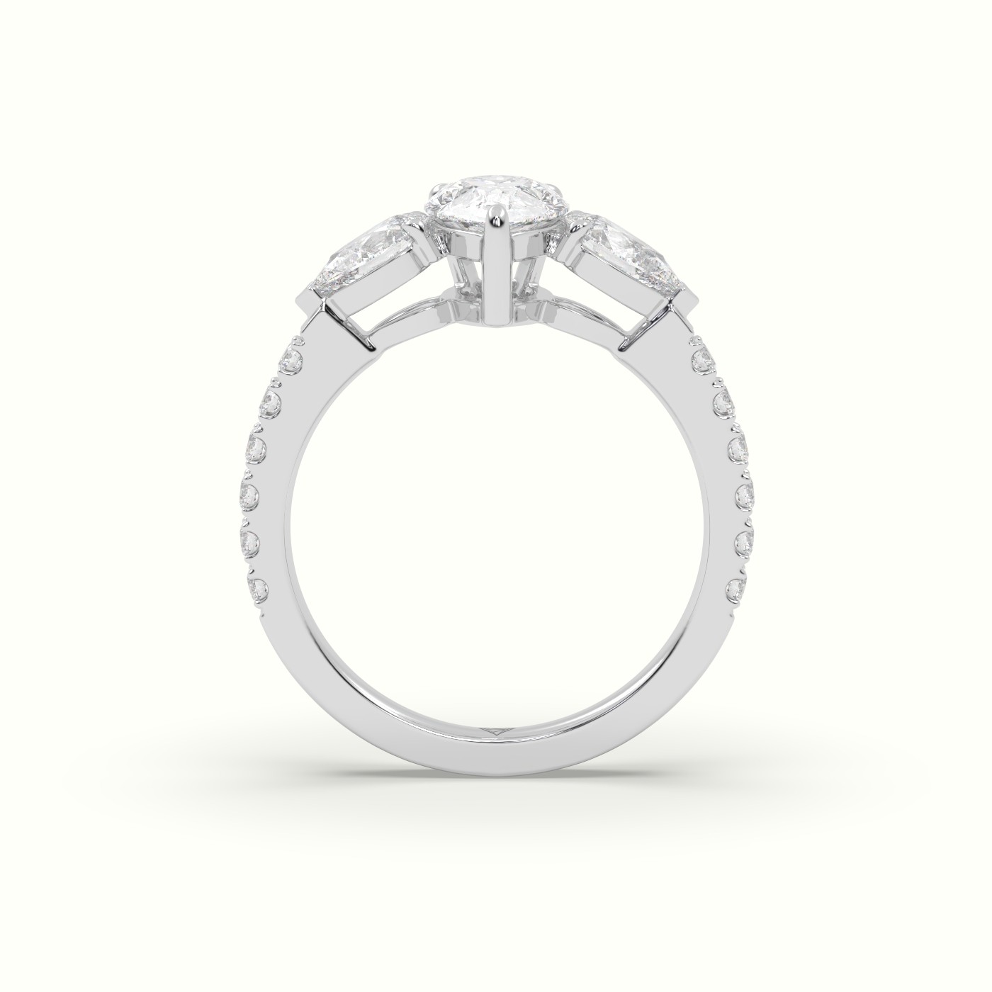 10K WHITE GOLD PEAR-SHAPED TRILOGY DIAMOND RING