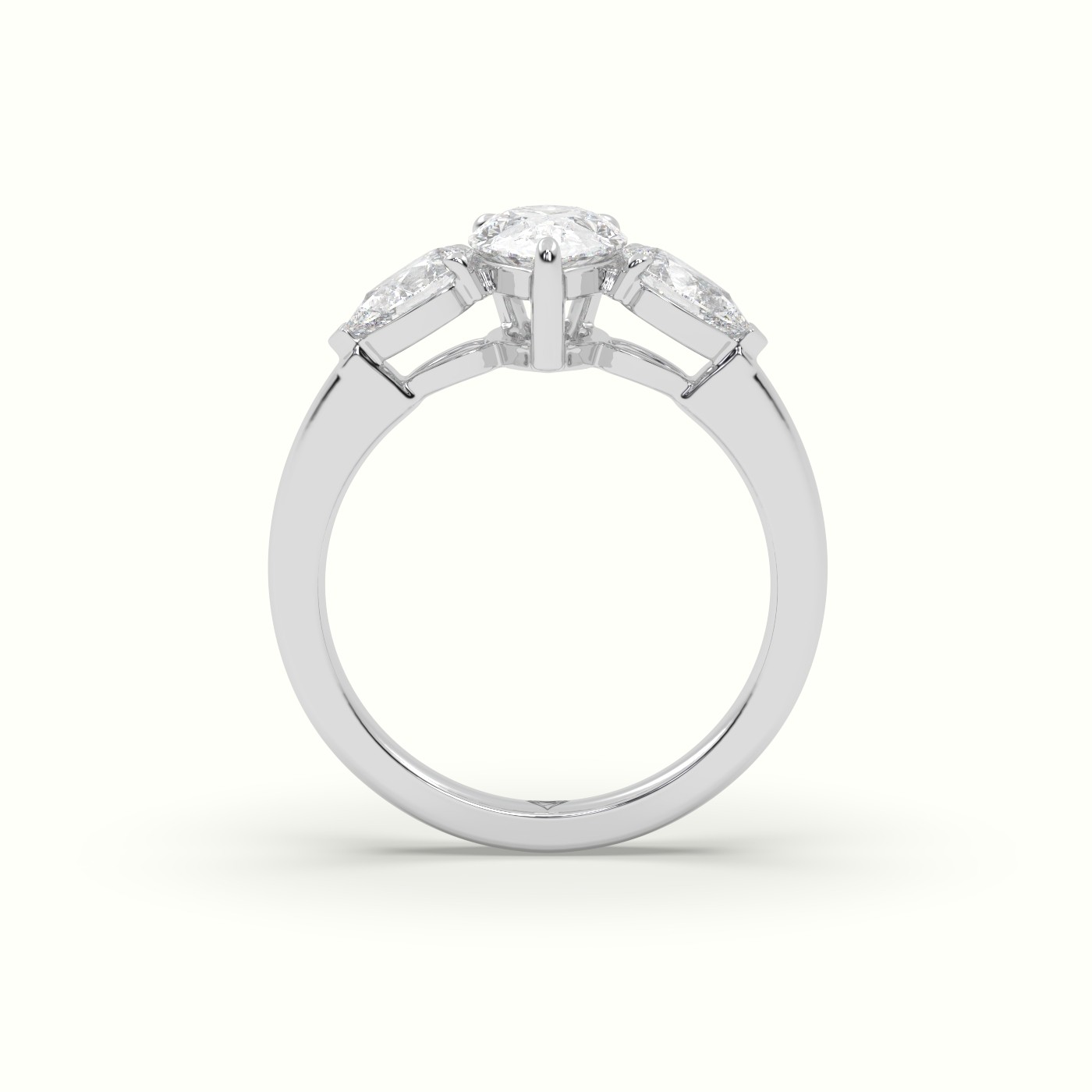 10K White Gold Pear Diamond Trilogy Ring