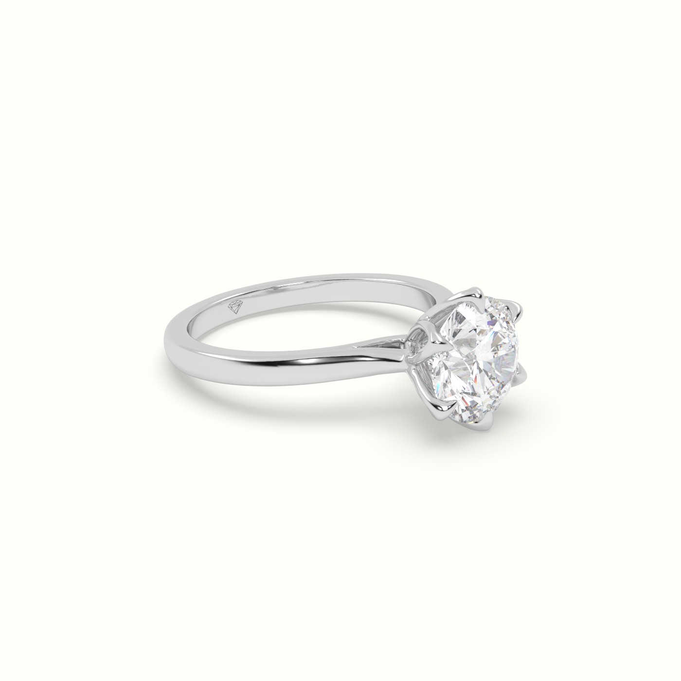 10K White Gold 6-Prong Solitaire Round Diamond Engagement Ring