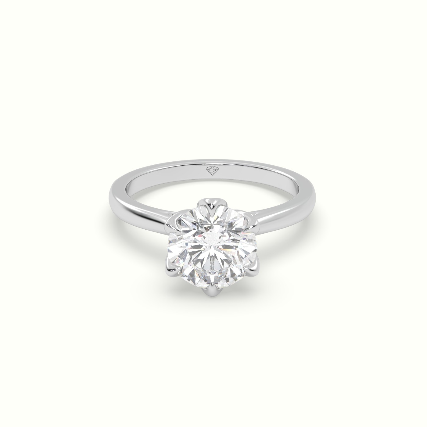 10K White Gold 6-Prong Solitaire Round Diamond Engagement Ring