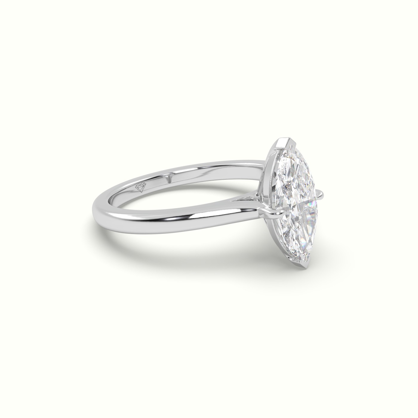 10K White Gold Marquise Solitaire Diamond Engagement Ring