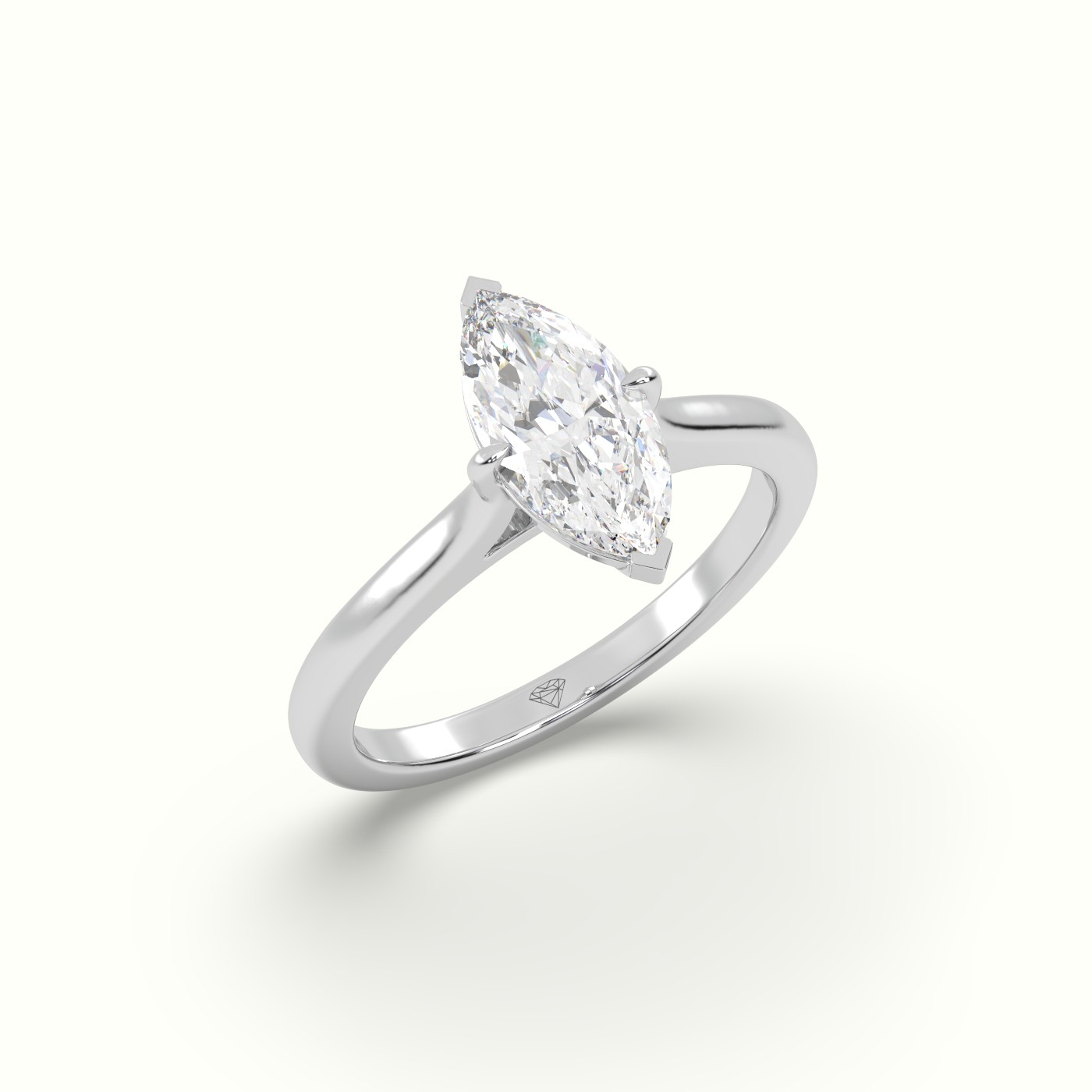 10K White Gold Marquise Solitaire Diamond Engagement Ring