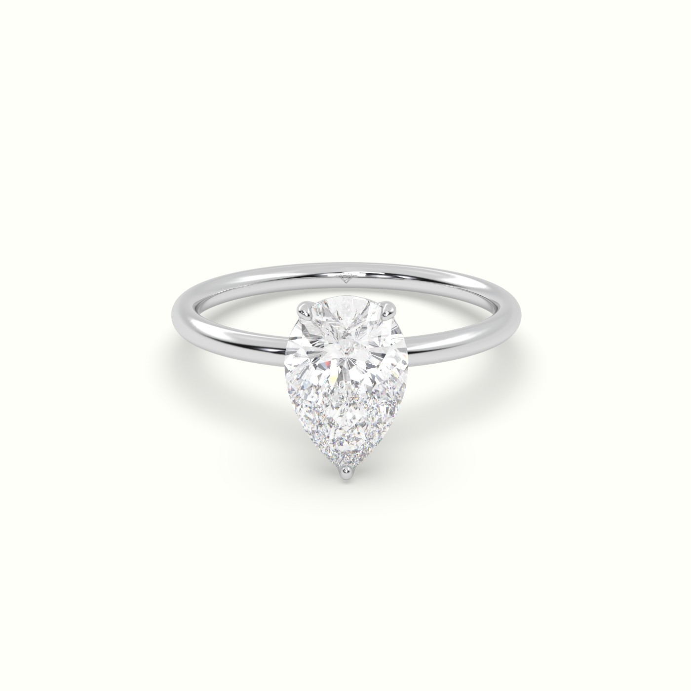 10K White Gold Pear Diamond Solitaire Engagement Ring