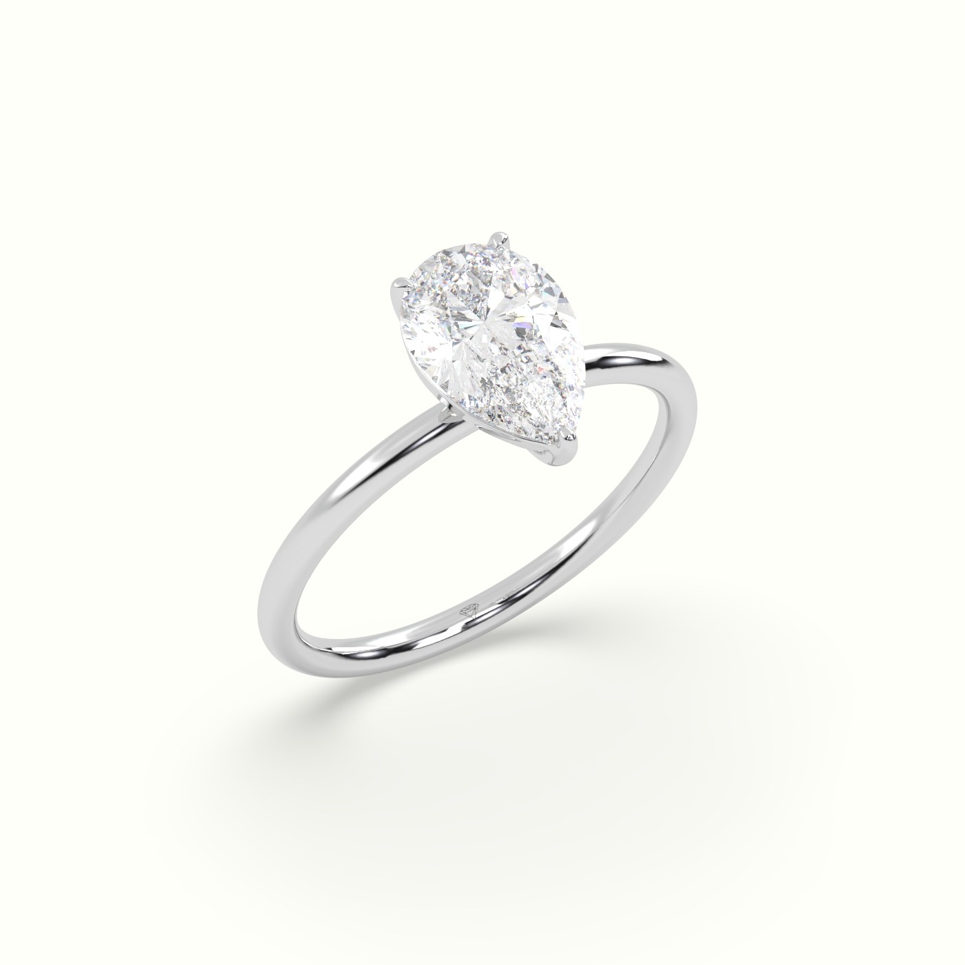 10K White Gold Pear Diamond Solitaire Engagement Ring