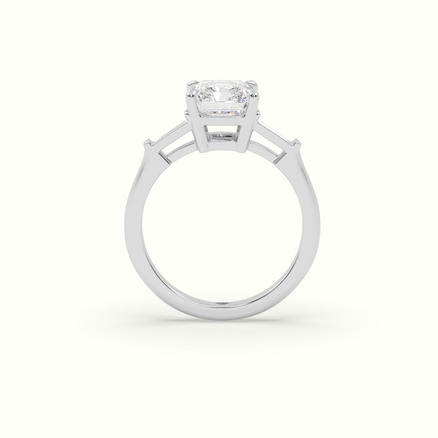 10K White Gold Radiant Trilogy Diamond Engagement Ring