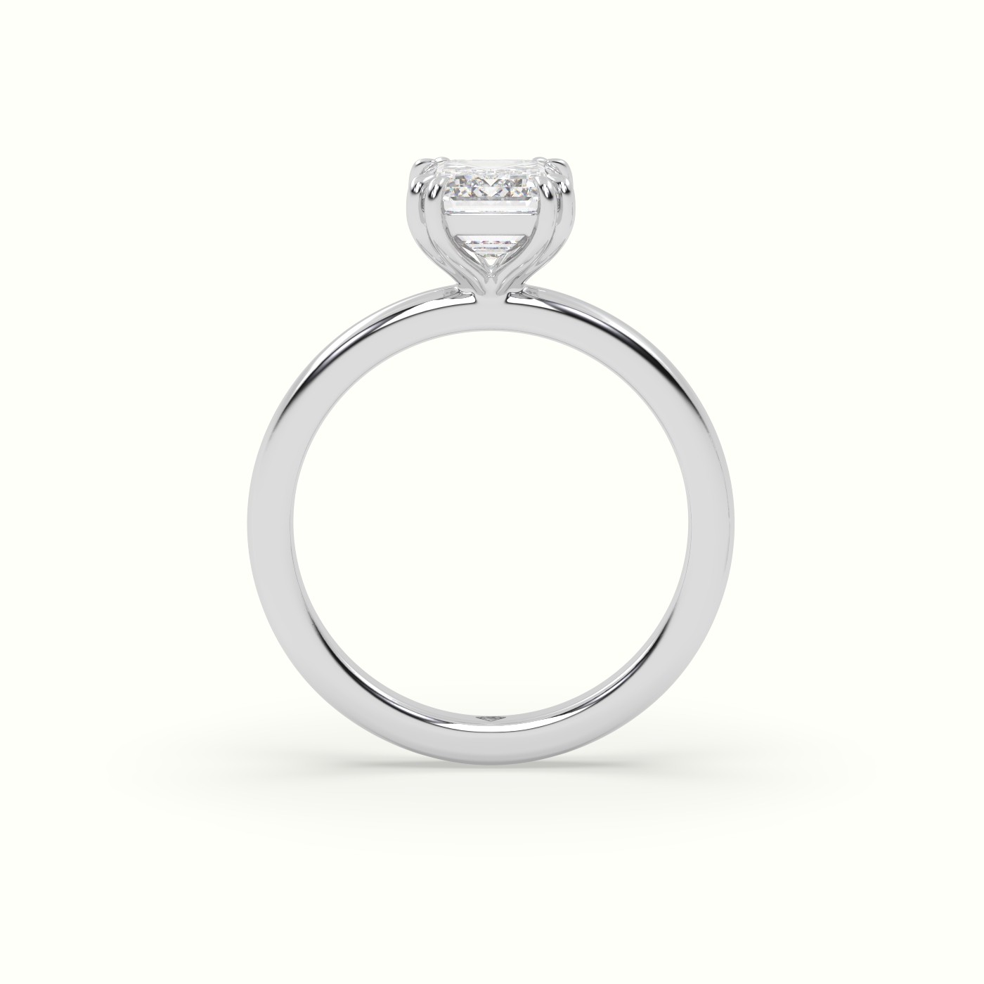 10K White Gold Emerald Cut Diamond Solitaire Engagement Ring