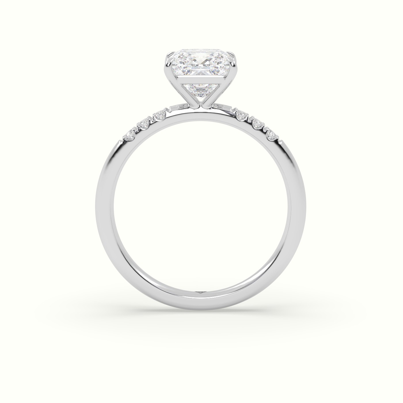 10K White Gold Princess Cut Diamond Pave Engagement Ring