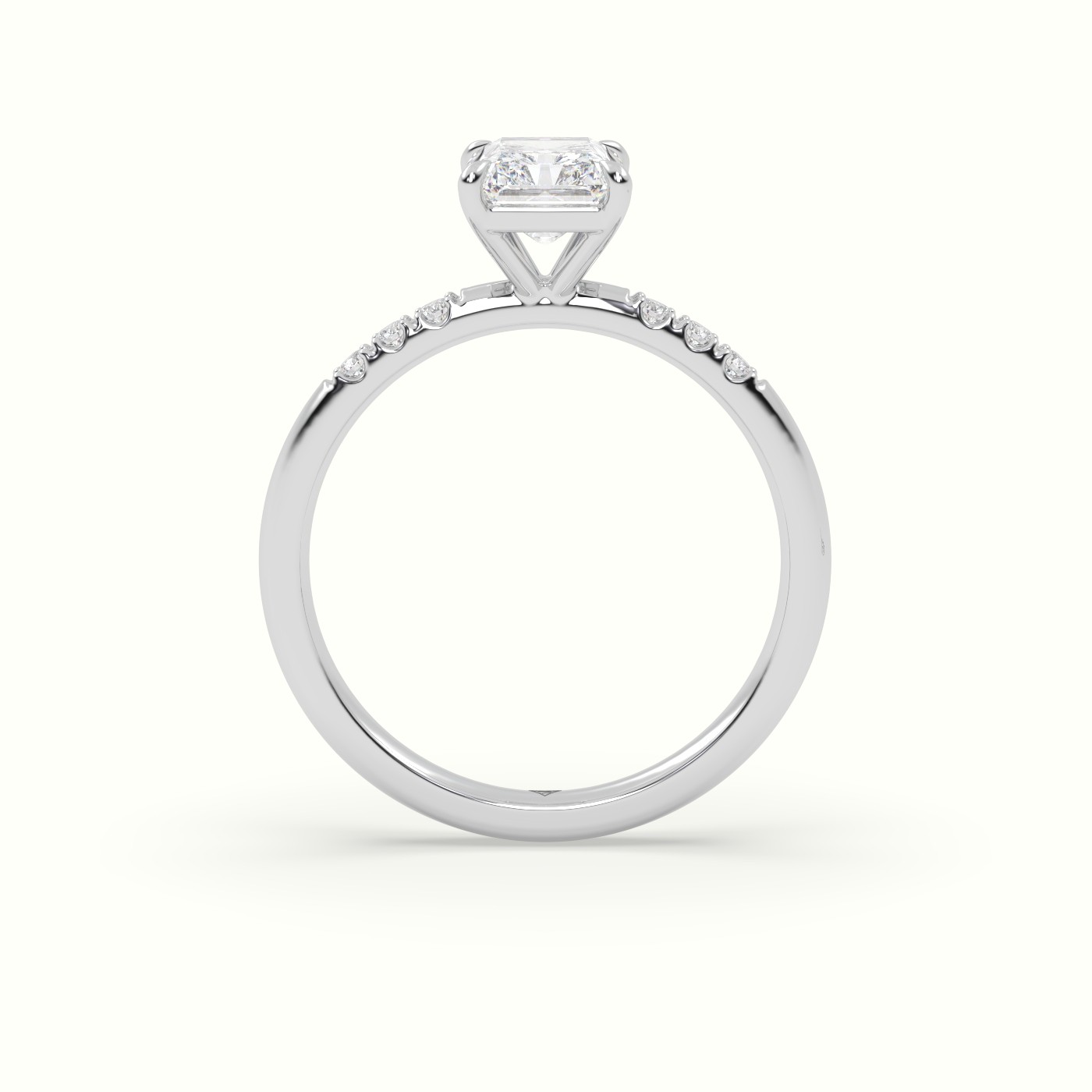 10K White Gold Radiant Cut Diamond Pave Engagement Ring