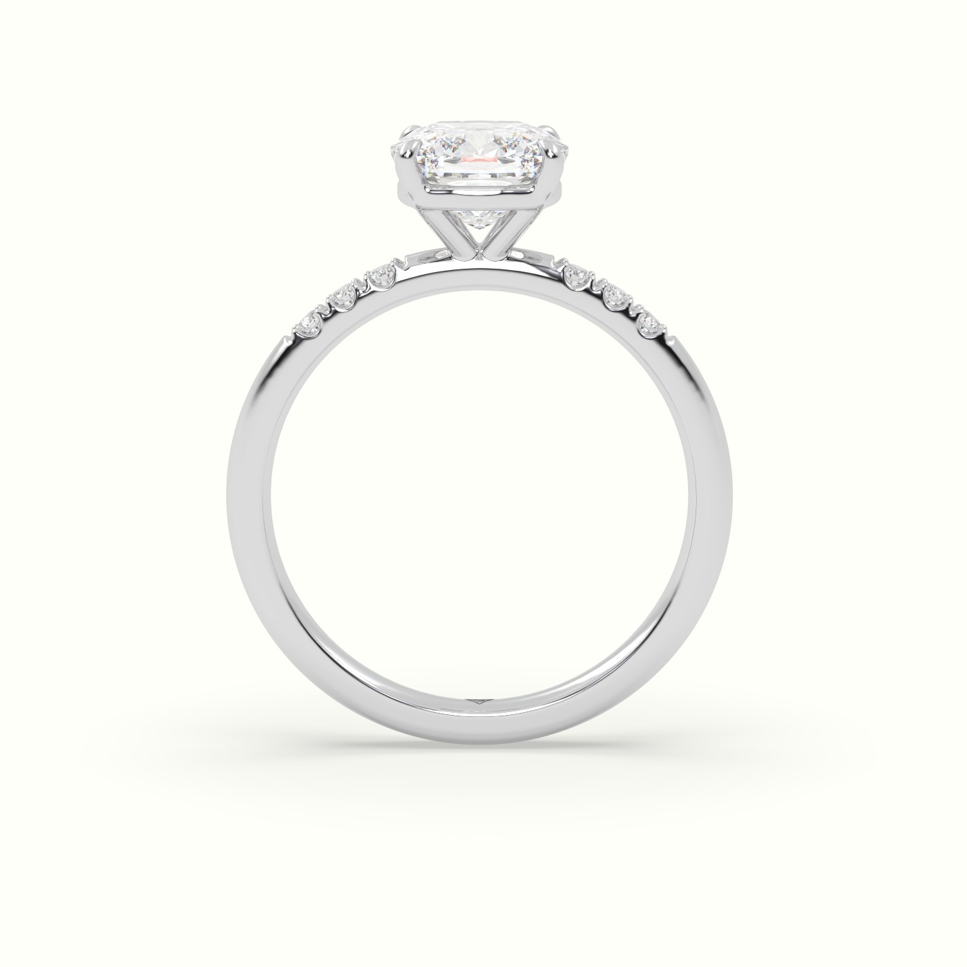 10K White Gold Cushion Cut Diamond Pave Engagement Ring