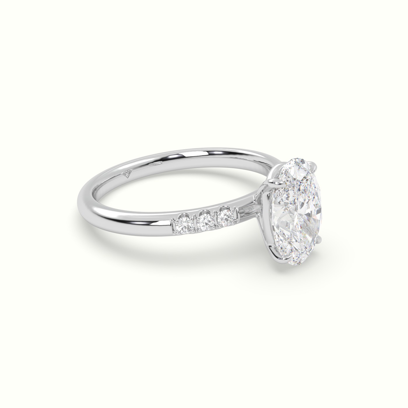 10K White Gold Oval Cut Diamond Pave Engagement Ring