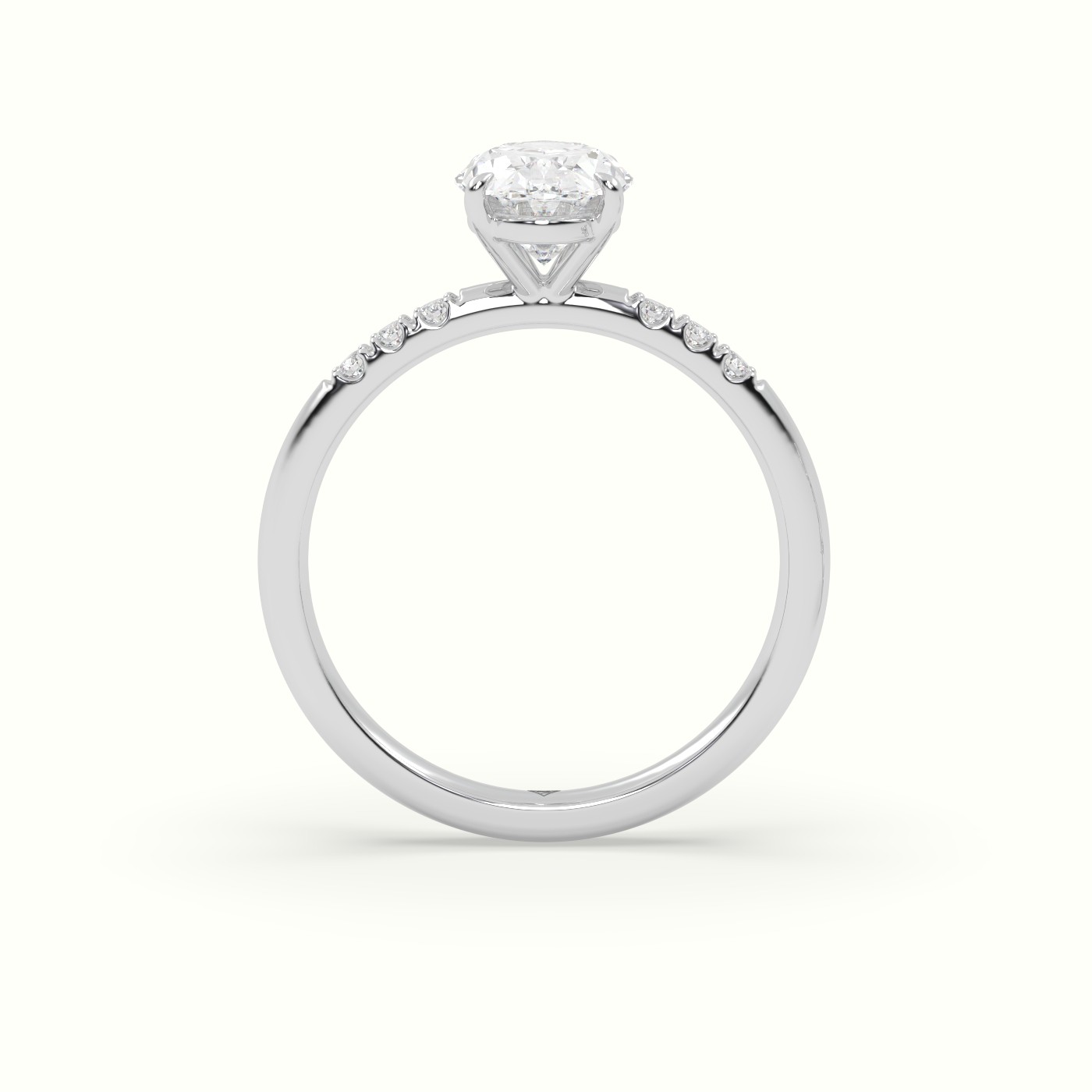 10K White Gold Oval Cut Diamond Pave Engagement Ring