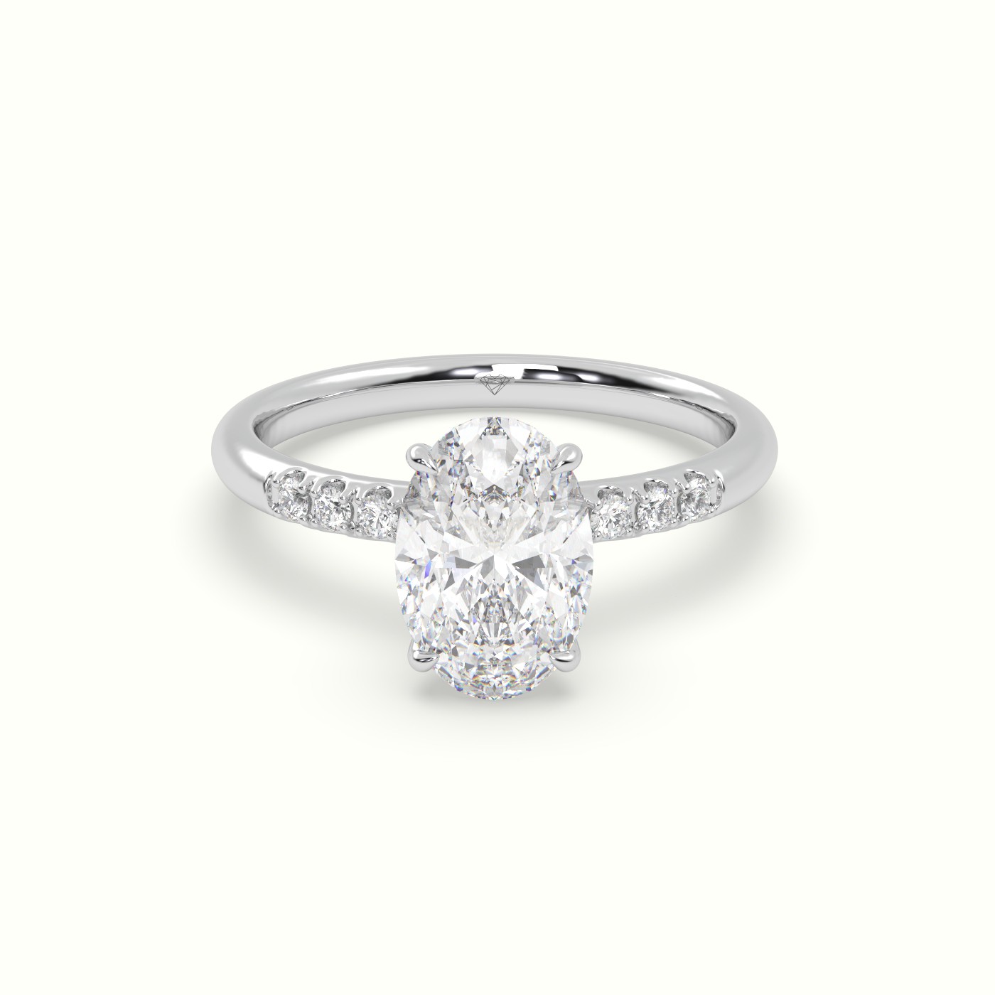 10K White Gold Oval Cut Diamond Pave Engagement Ring