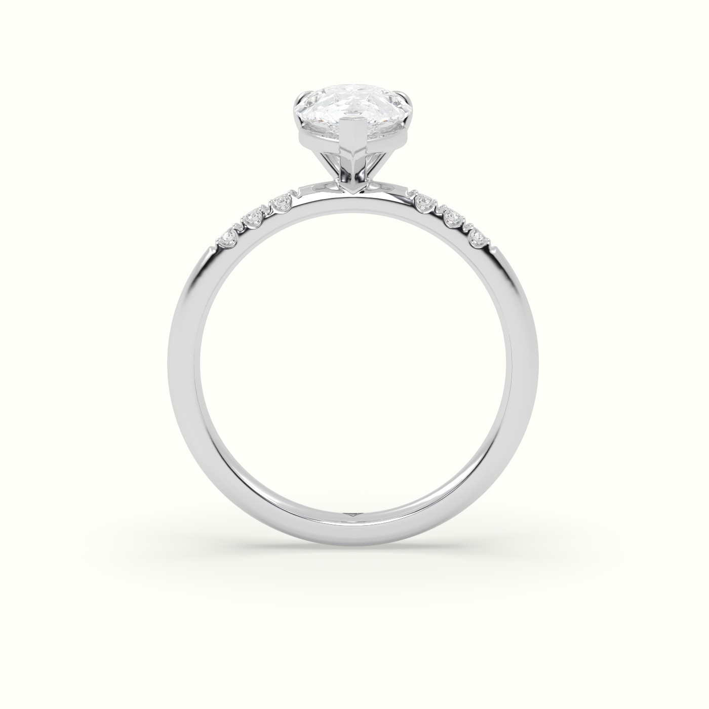 10K White Gold Pear Cut Diamond Pave Engagement Ring