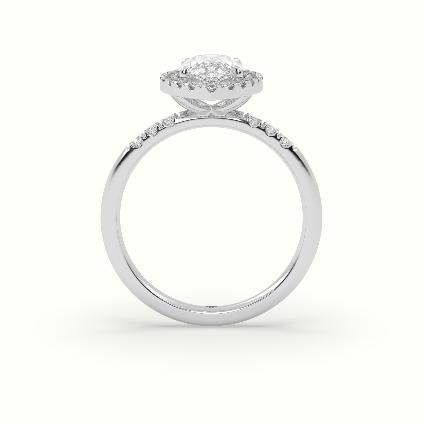 10K White Gold Marquise Cut Diamond Halo Engagement Ring
