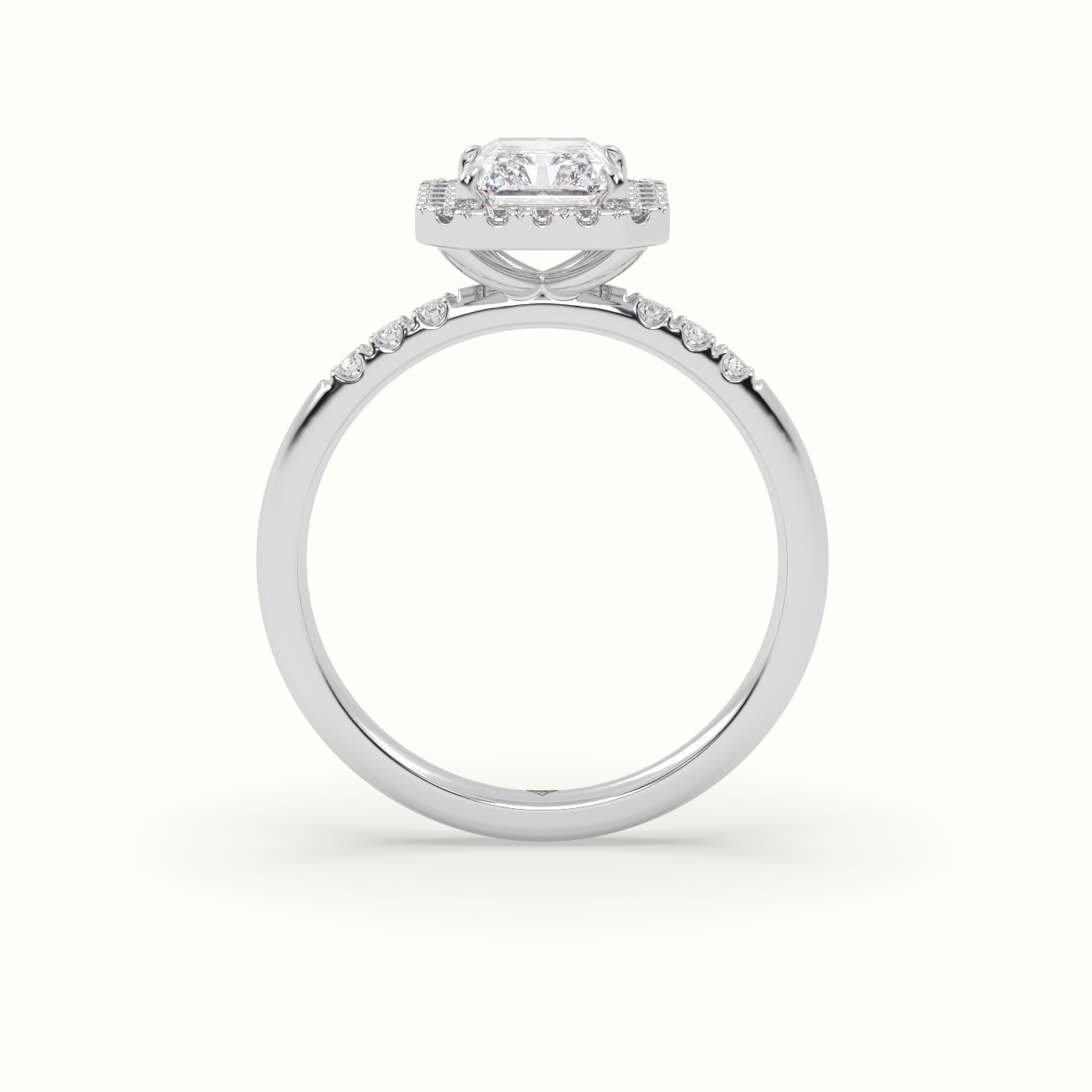 10K White Gold Radiant Cut Halo Diamond Engagement Ring