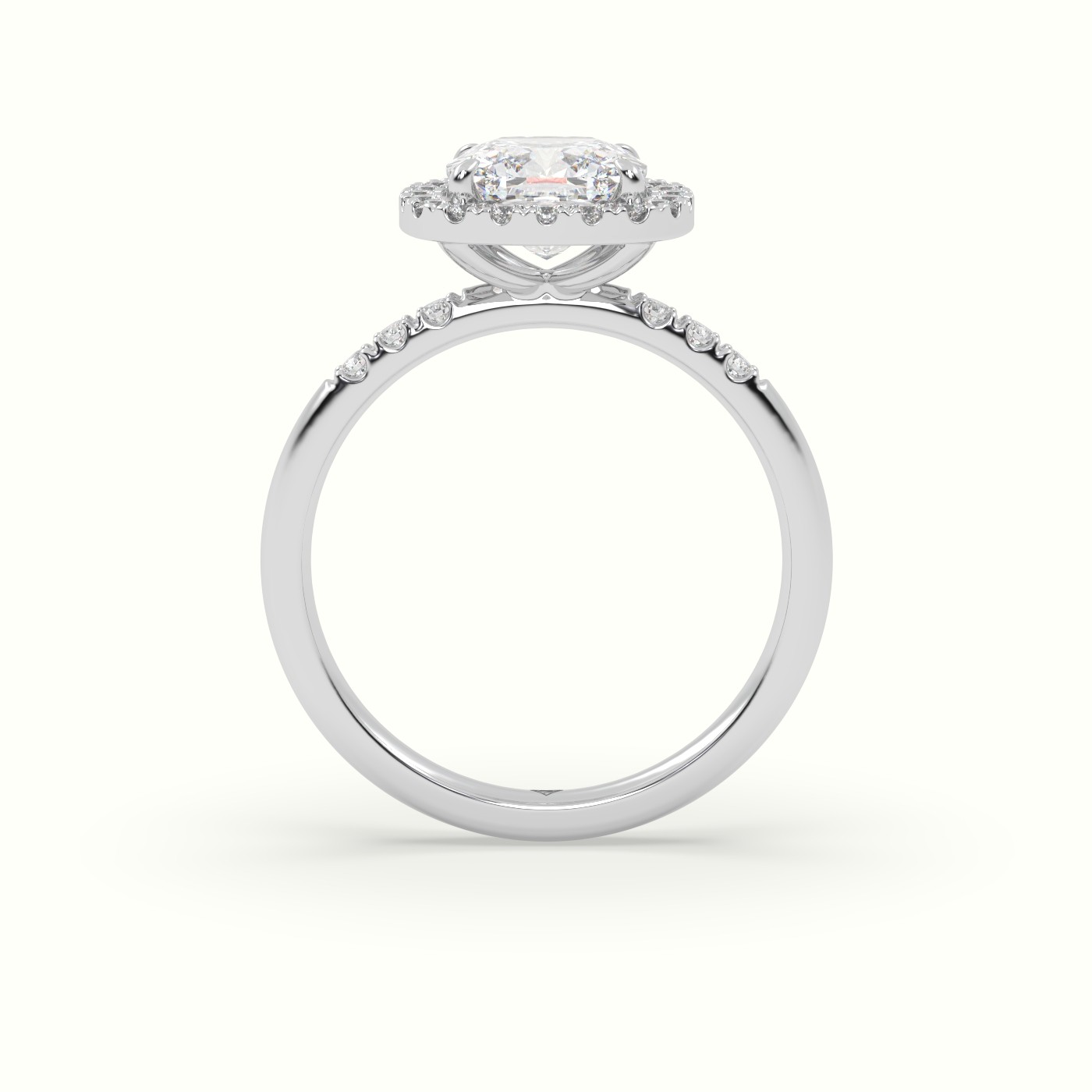 10K White Gold Cushion Cut Halo Diamond Engagement Ring