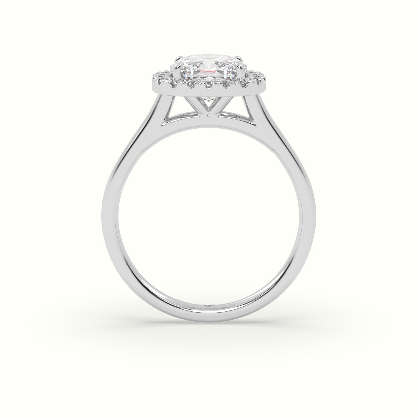 10K White Gold Cushion Cut Halo Diamond Engagement Ring