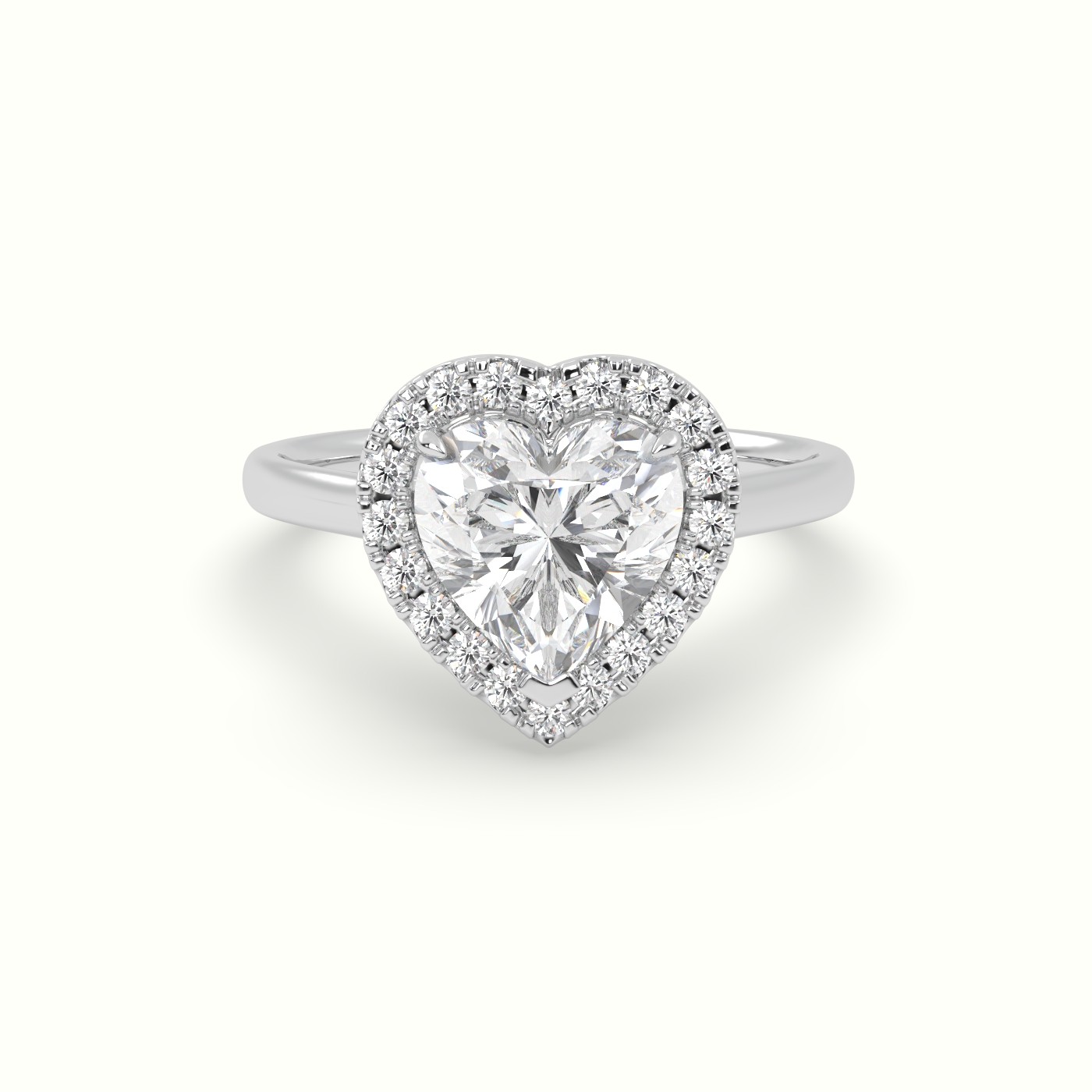 10K White Gold Heart Cut Halo Diamond Engagement Ring