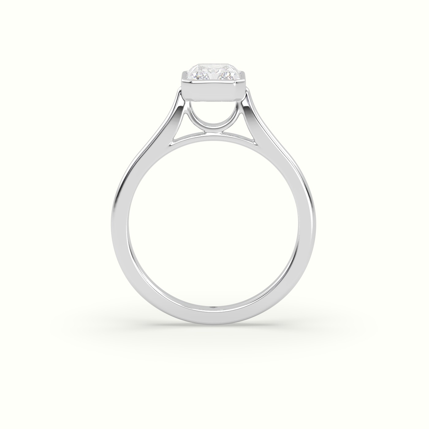10K White Gold Radiant Cut Diamond Bezel Set Engagement Ring