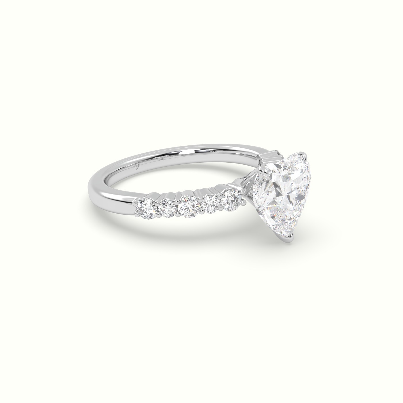 10K White Gold Heart Cut Diamond Pave Engagement Ring