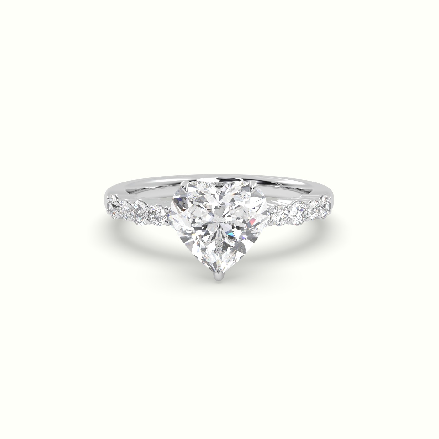 10K White Gold Heart Cut Diamond Pave Engagement Ring