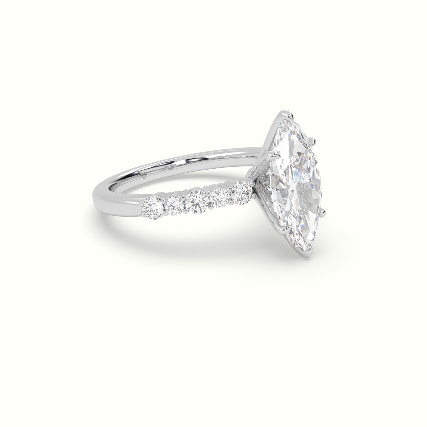 10K White Gold Marquise Cut Diamond Pave Engagement Ring