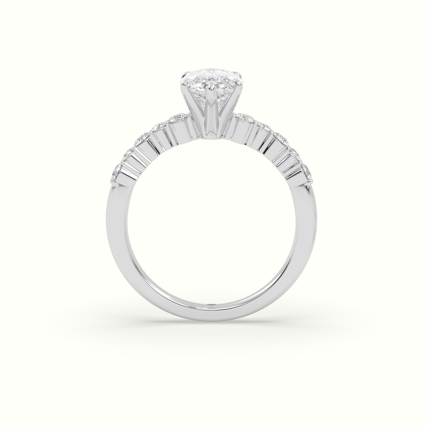 10K White Gold Marquise Cut Diamond Pave Engagement Ring