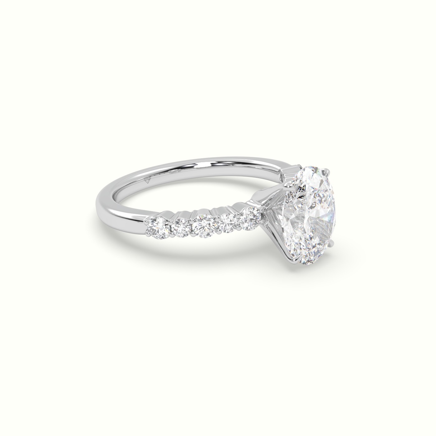 10K White Gold Oval Cut Diamond Pave Engagement Ring
