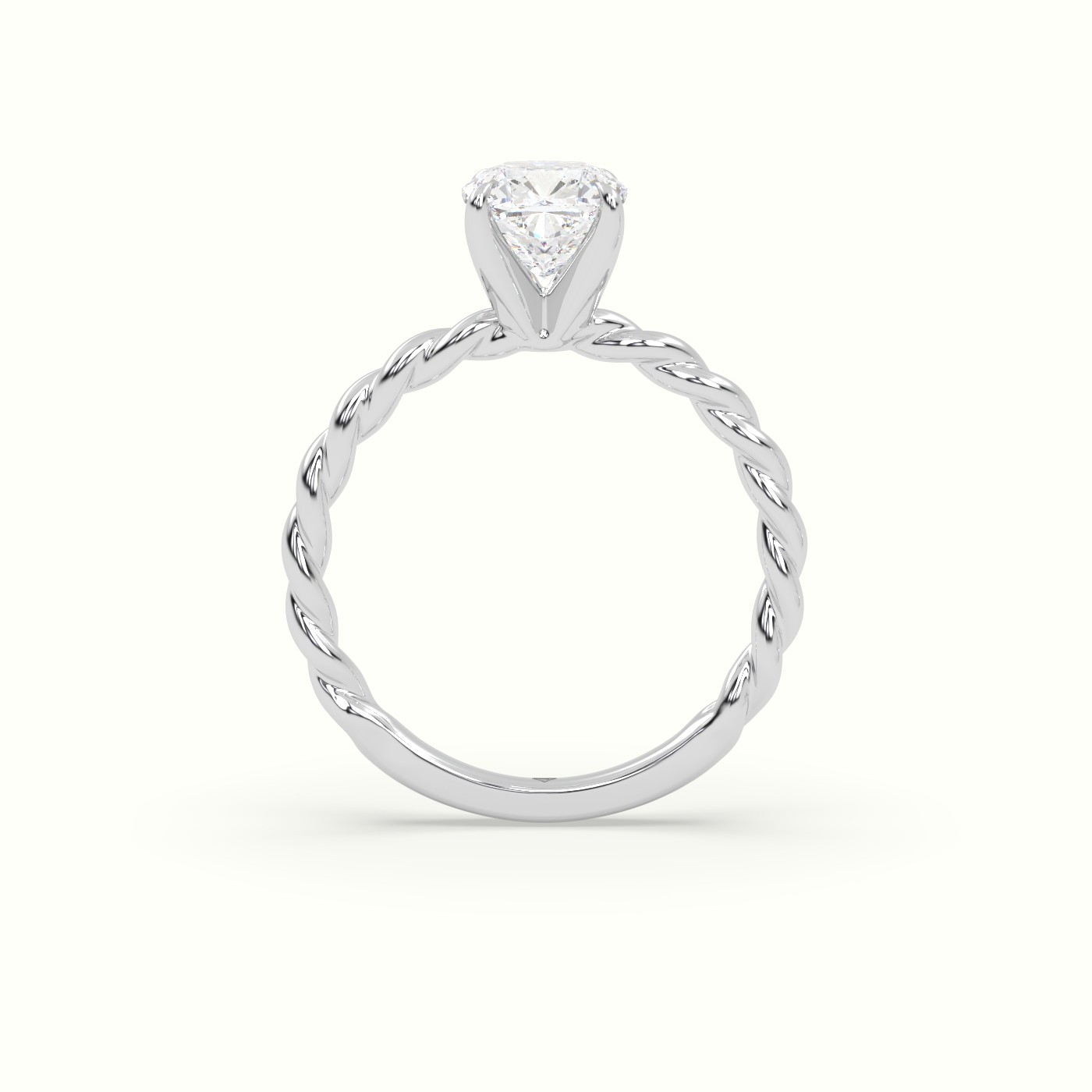 10K White Gold Cushion Cut Diamond Solitaire Engagement Ring