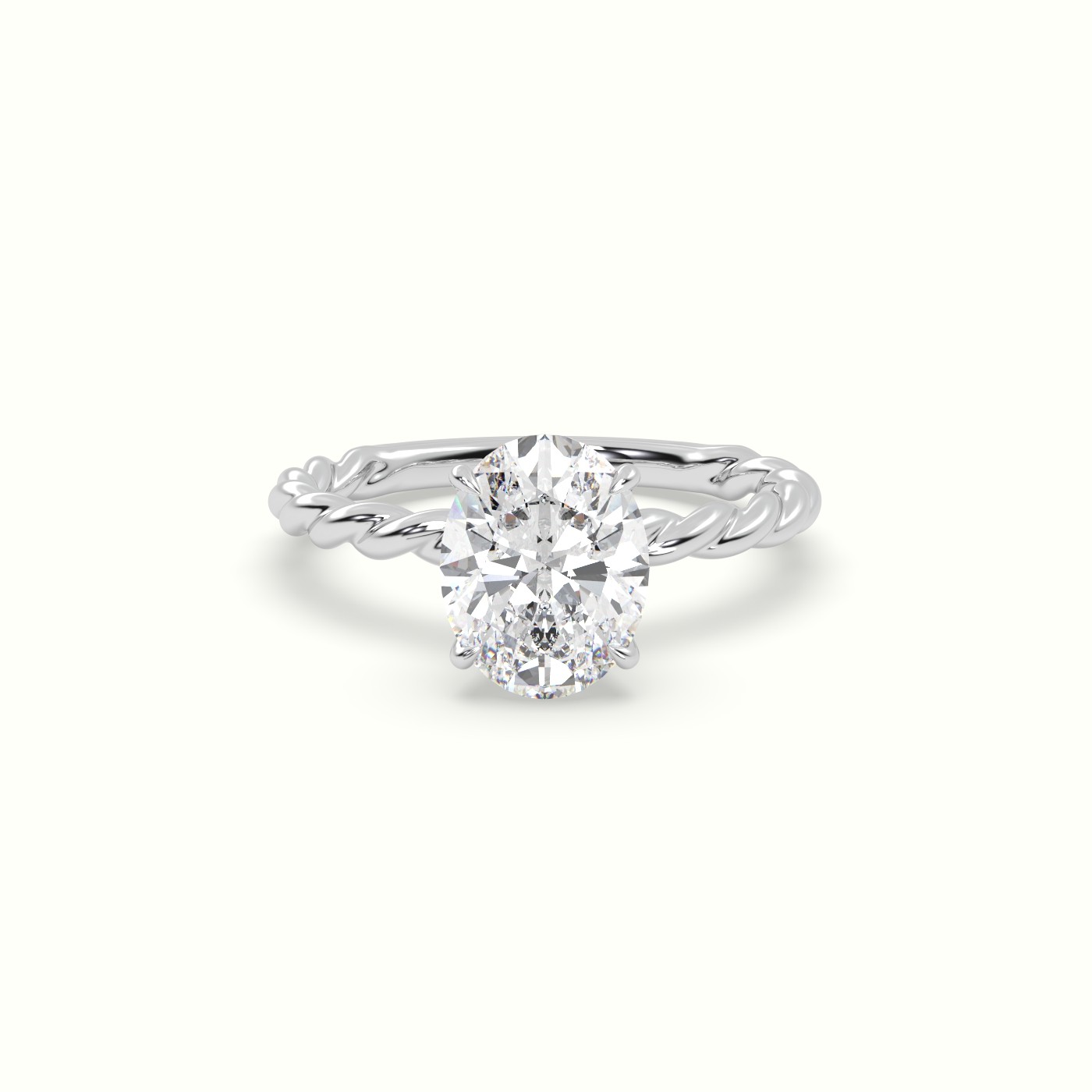 10K White Gold Oval Cut Diamond Solitaire Engagement Ring
