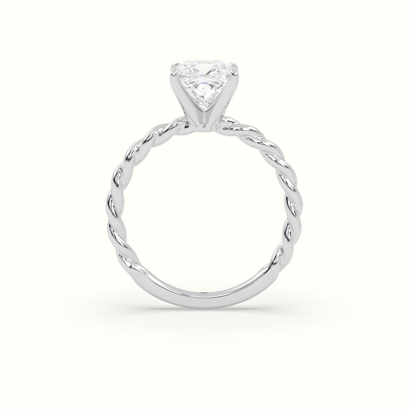 10K White Gold Princess Cut Diamond Solitaire Engagement Ring