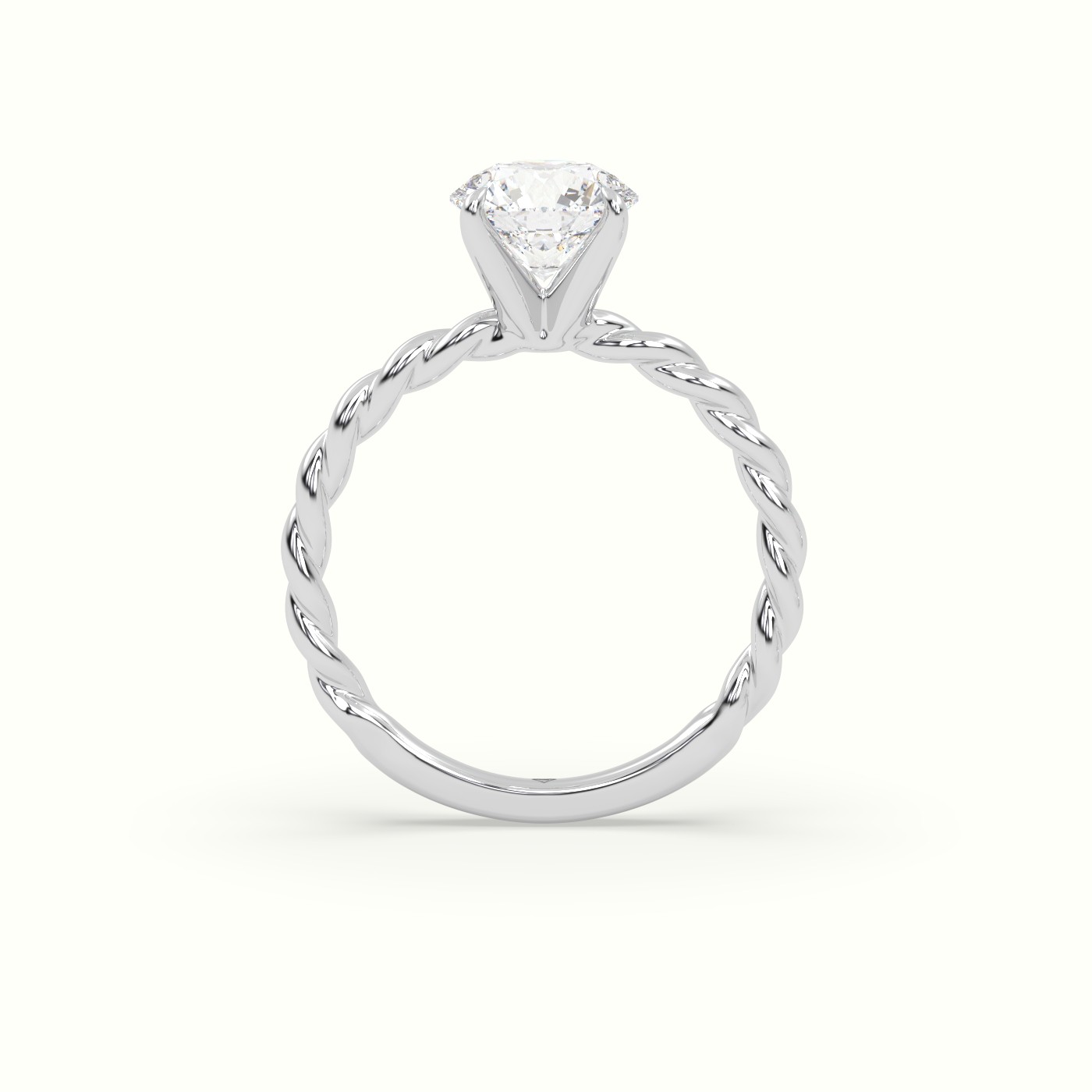 10K White Gold Round Cut Diamond Solitaire Engagement Ring