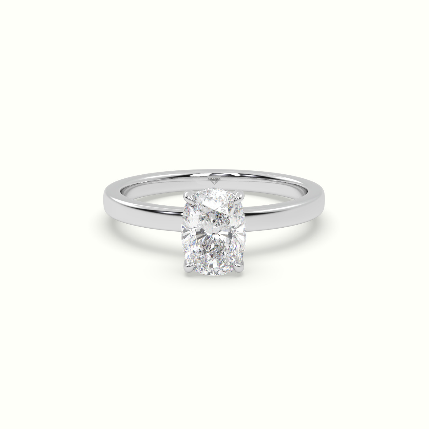 10K White Gold Cushion Cut Hidden Halo Engagement Ring