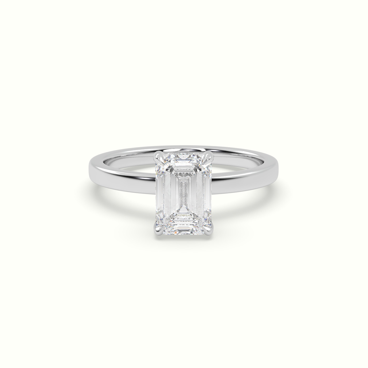 10K White Gold Emerald Cut Hidden Halo Engagement Ring
