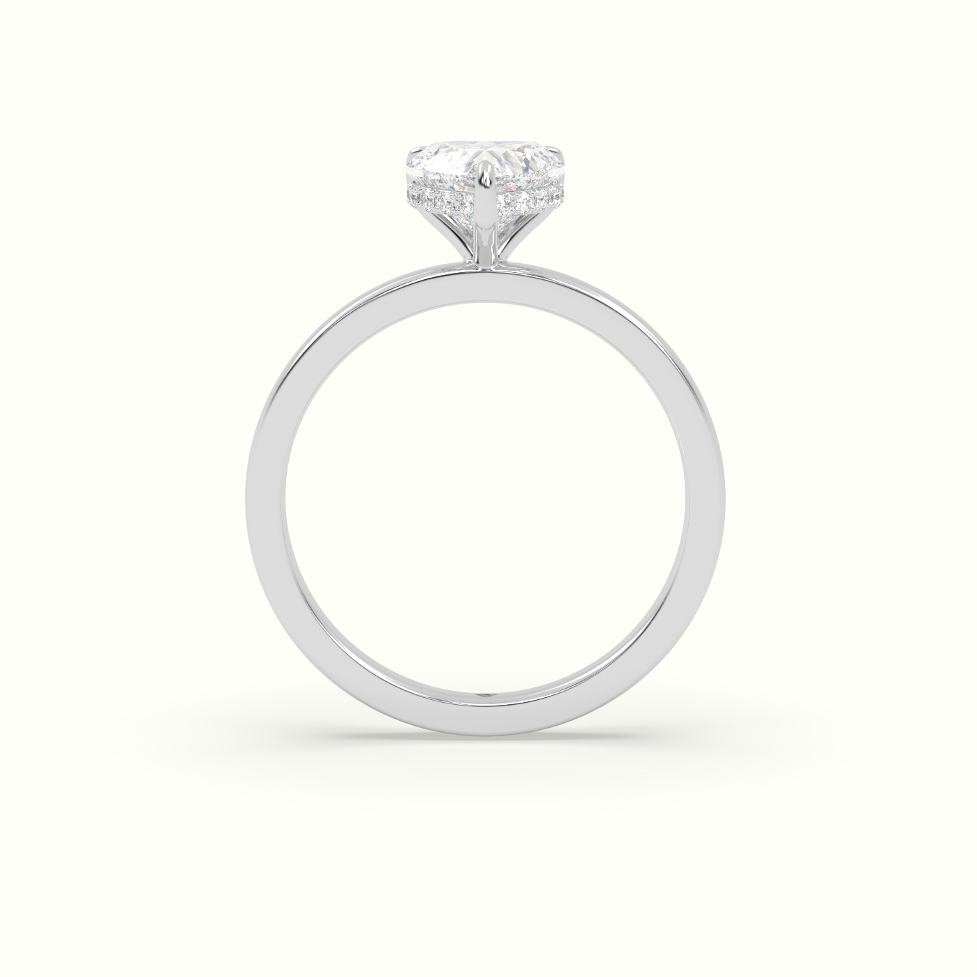 10K White Gold Heart Cut Hidden Halo Engagement Ring