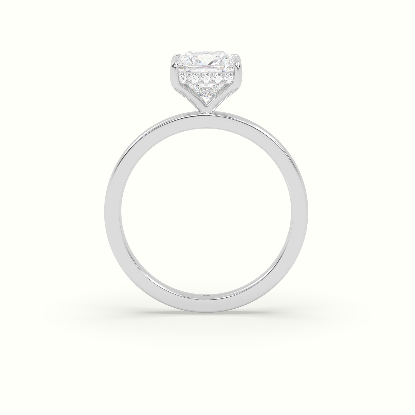 10K White Gold Princess Cut Hidden Halo Engagement Ring