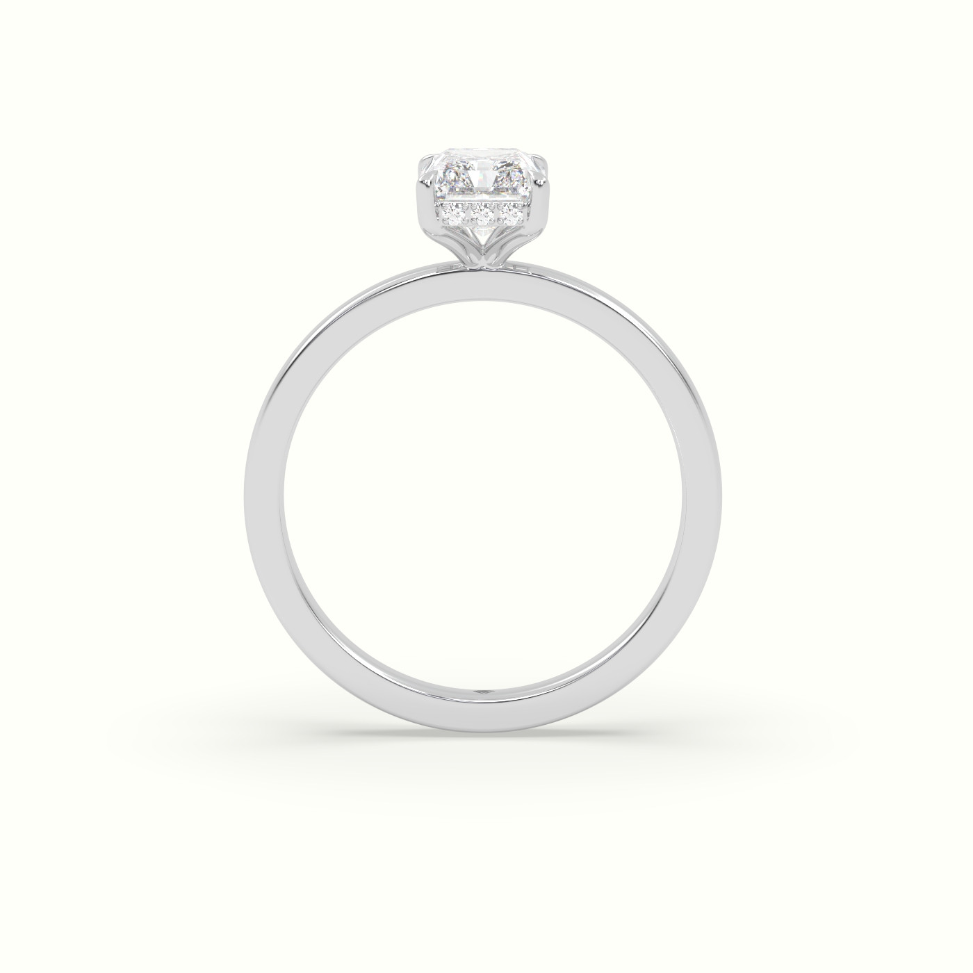 10K White Gold Radiant Cut Hidden Halo Engagement Ring