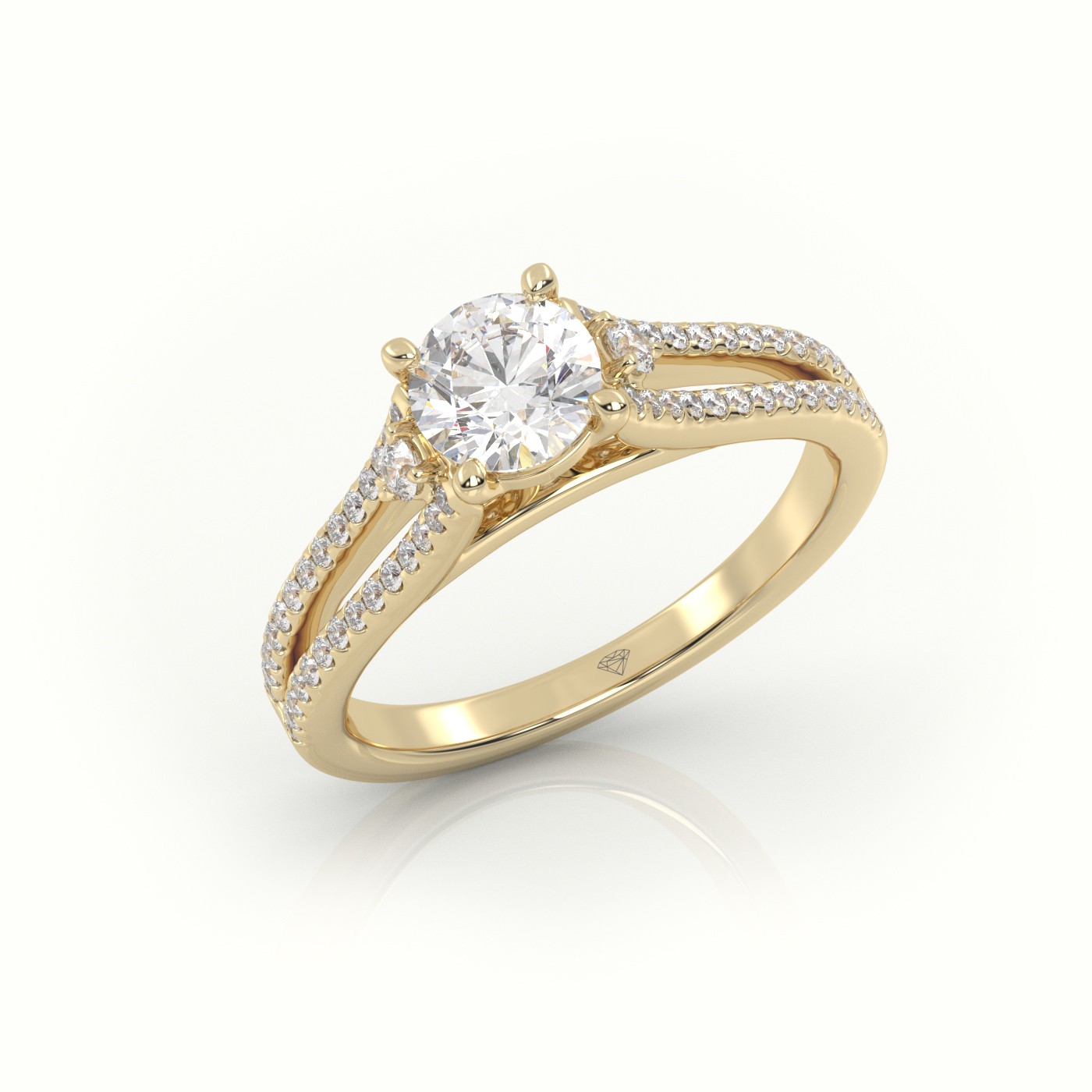 10K YELLOW GOLD ROUND CUT DIAMOND 4 PRONGS SPLIT SHANK VINTAGE ENGAGEMENT RING