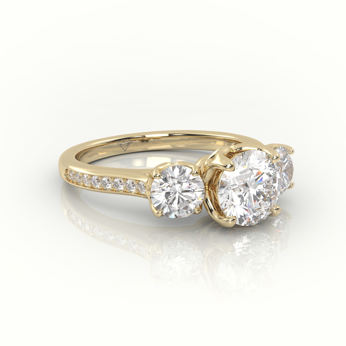 10K YELLOW GOLD ROUND CUT DIAMOND SIDE STONE CHANNEL SETTING ENGAGEMENT RING